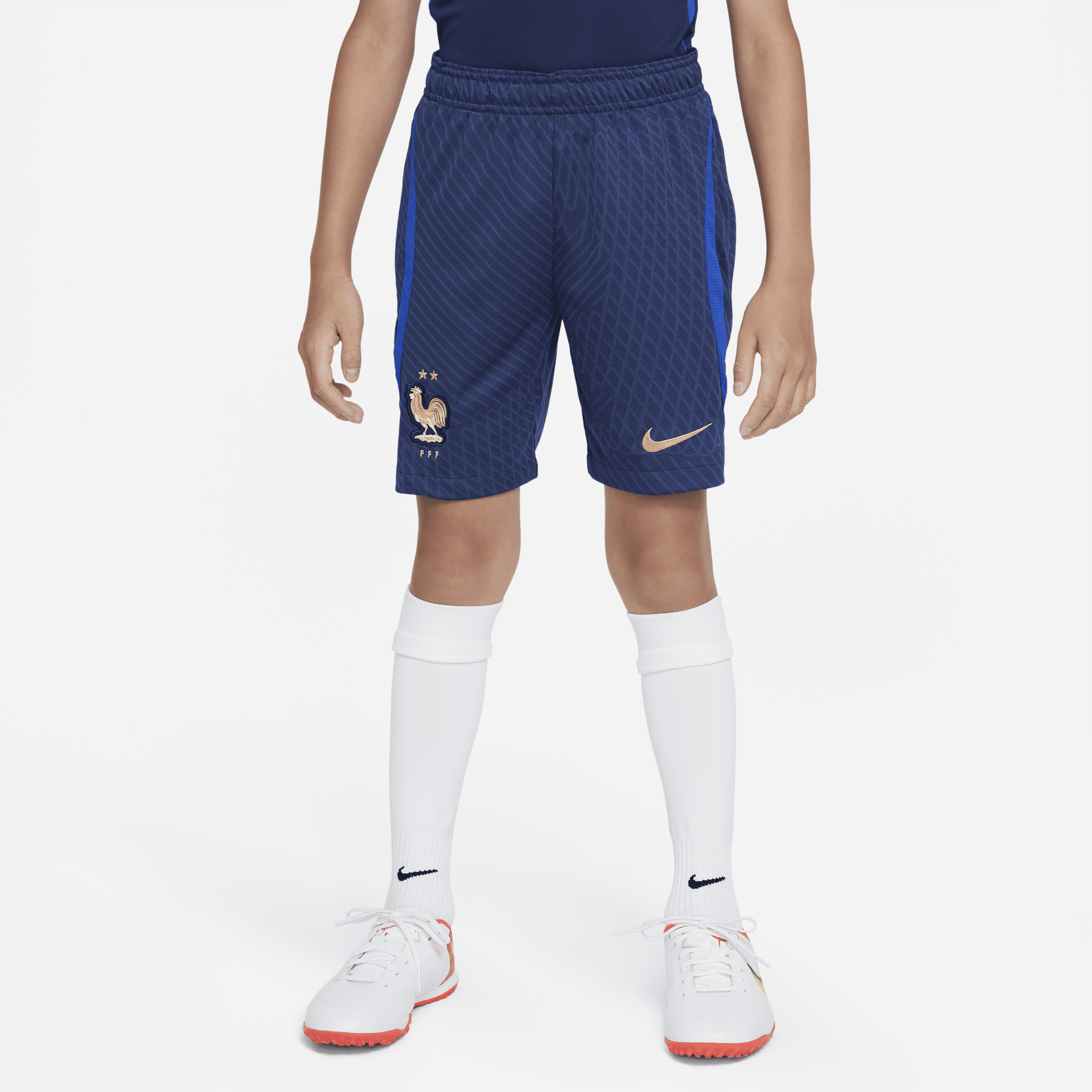 Dzianinowe spodenki piłkarskie dla dużych dzieci Nike Dri-FIT Francja Strike - Niebieski