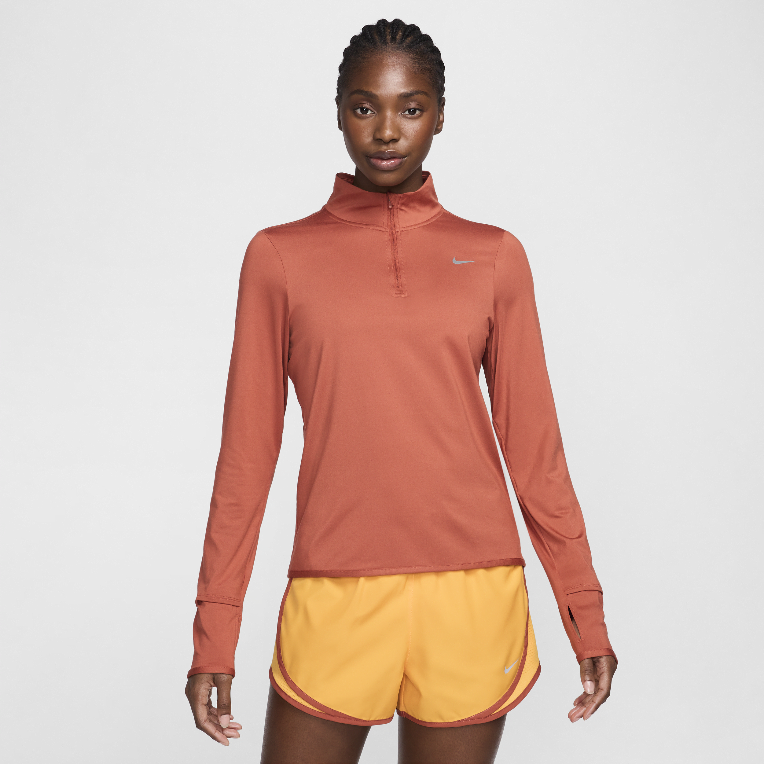 Nike Swift hardlooptop met korte rits en UV-bescherming voor dames Oranje