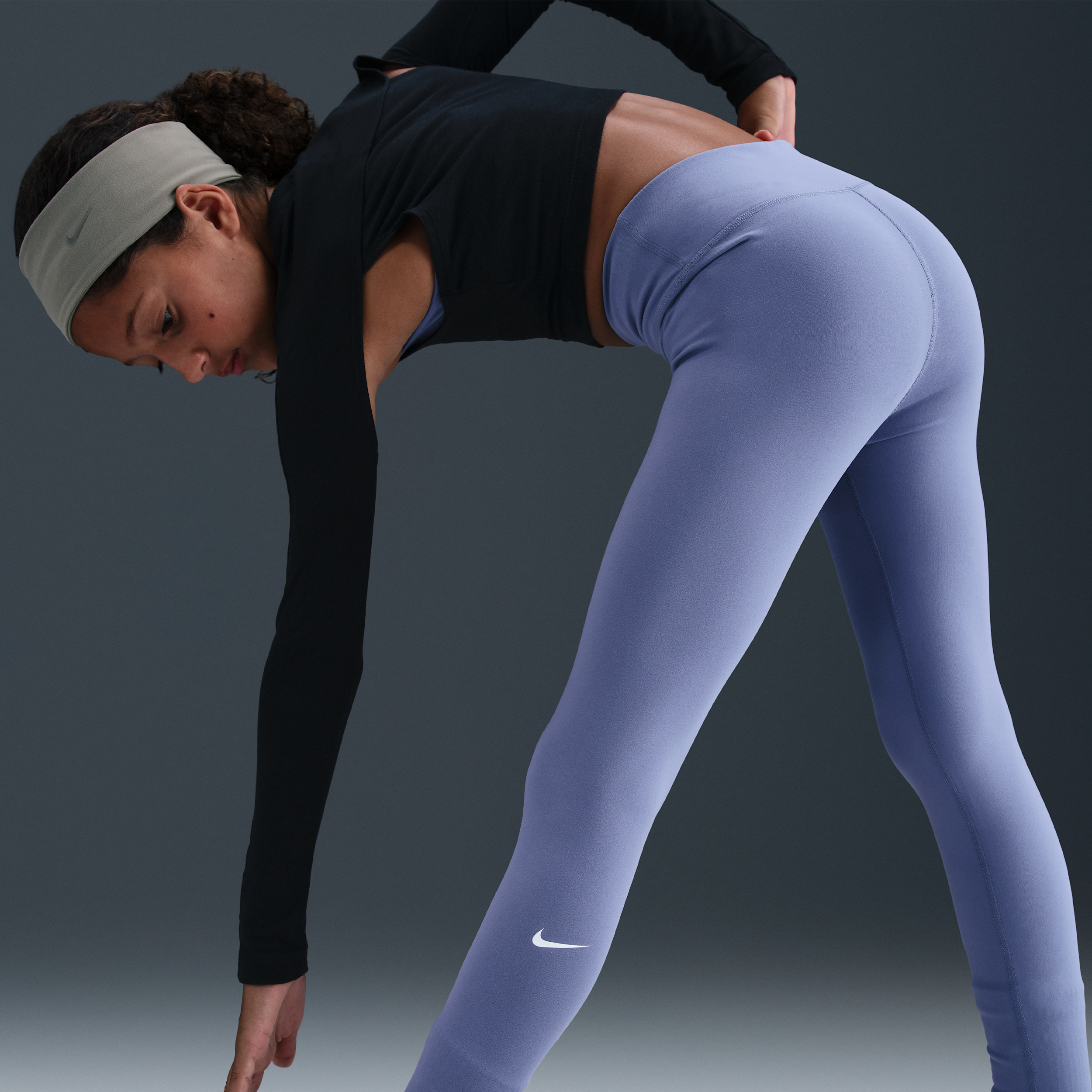 Thumbnail - Nike One Dri-FIT-Leggings mit hohem Taillenbund für ältere Kinder (Mädchen) - Blau