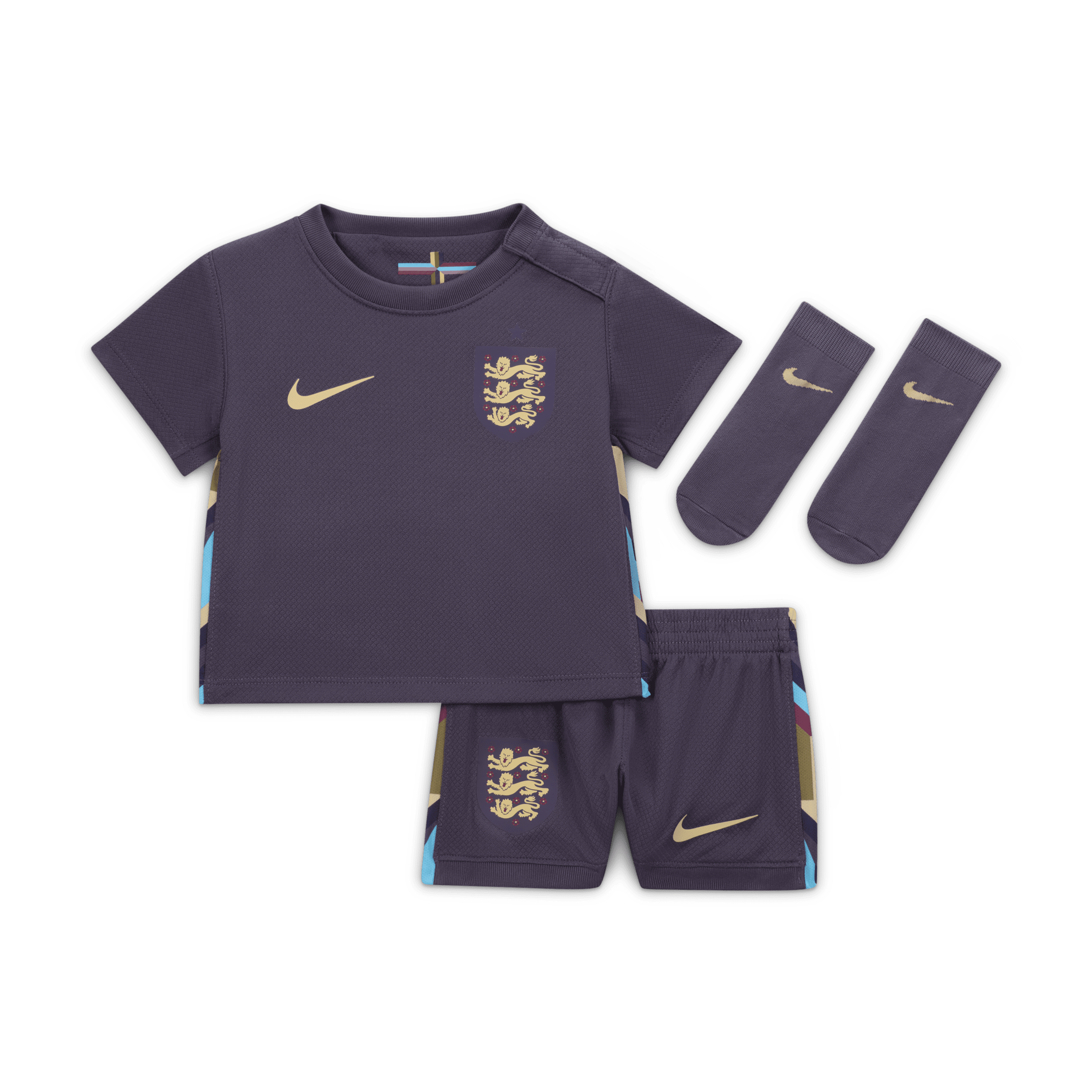 Nike Engeland 2024 Stadium Uit driedelig replicavoetbaltenue voor baby's peuters Paars