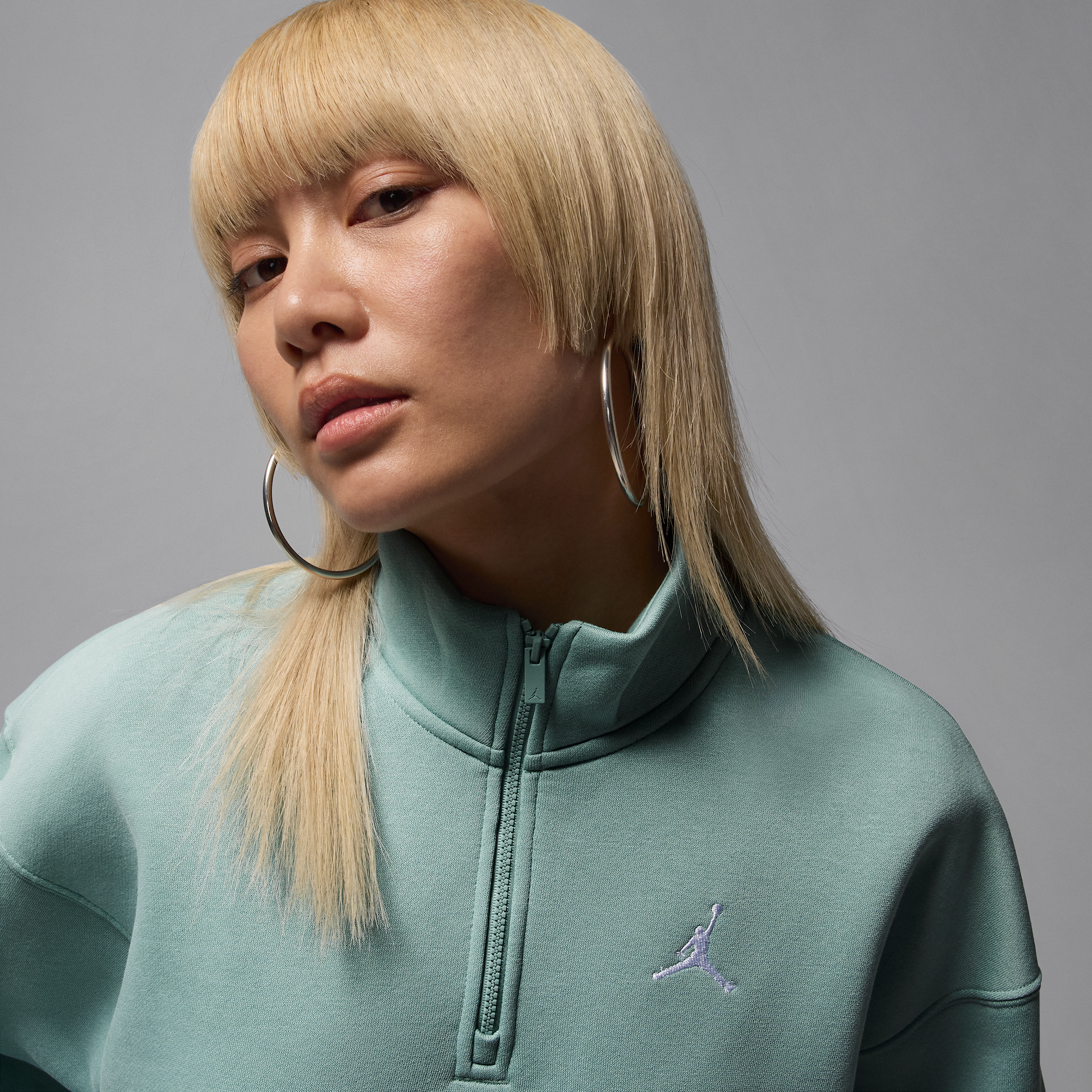 Thumbnail - Jordan Brooklyn Fleece Oberteil mit Viertelreißverschluss (Damen) - Grün
