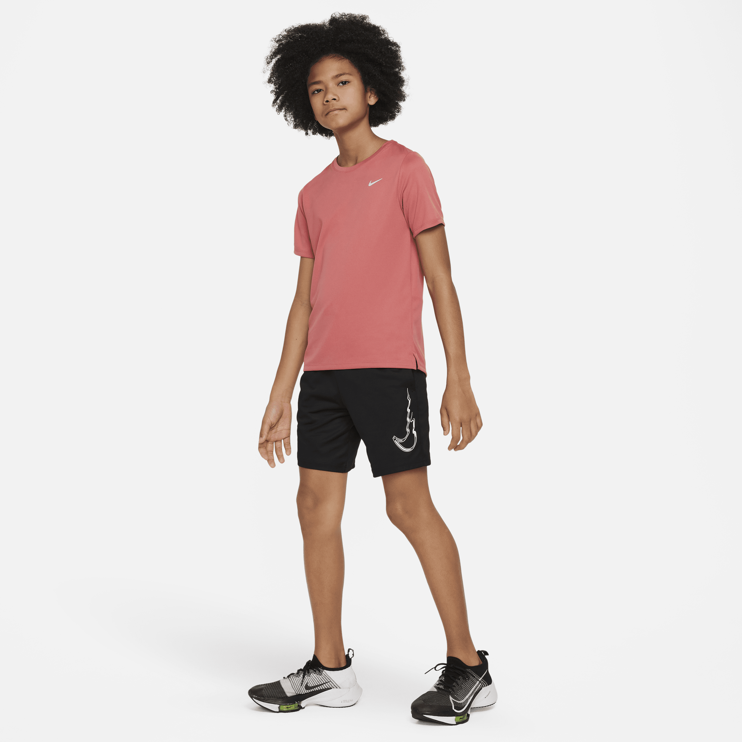 Nike Dri-FIT Miler trainingstop met korte mouwen voor jongens Rood
