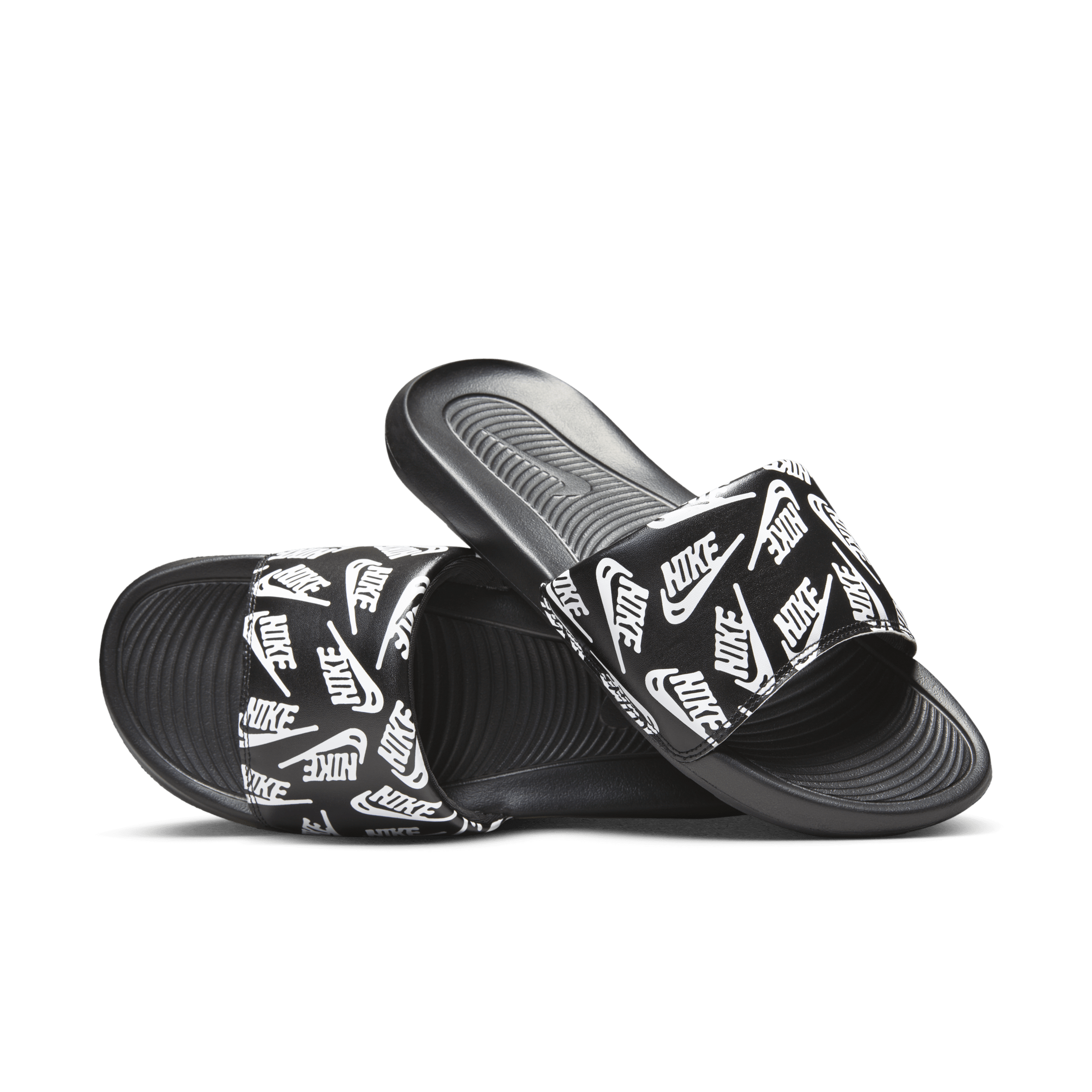 Nike Victori One Slipper met print voor heren – Zwart