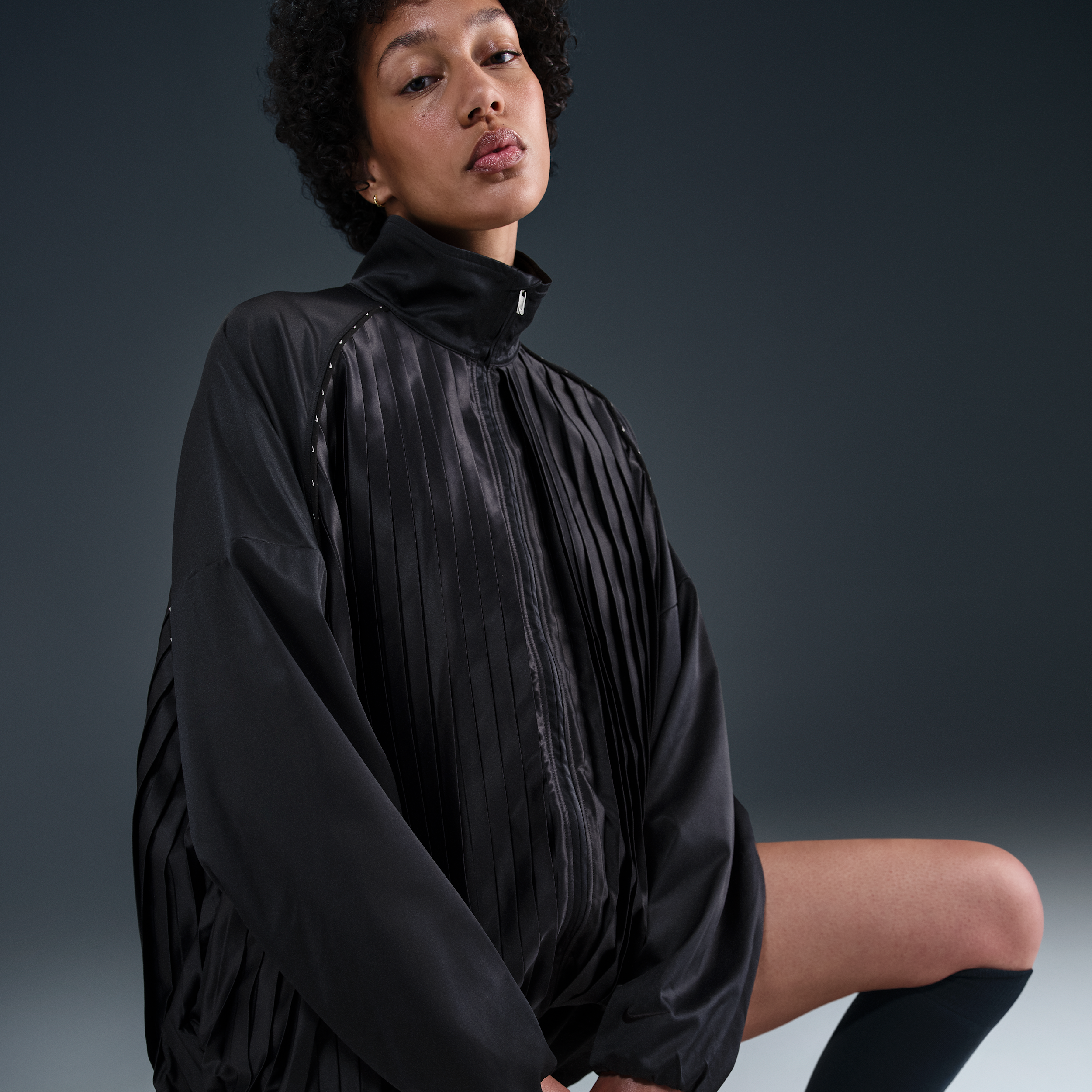 Nike Sportswear Collection geplooid trainingsjack voor dames Zwart