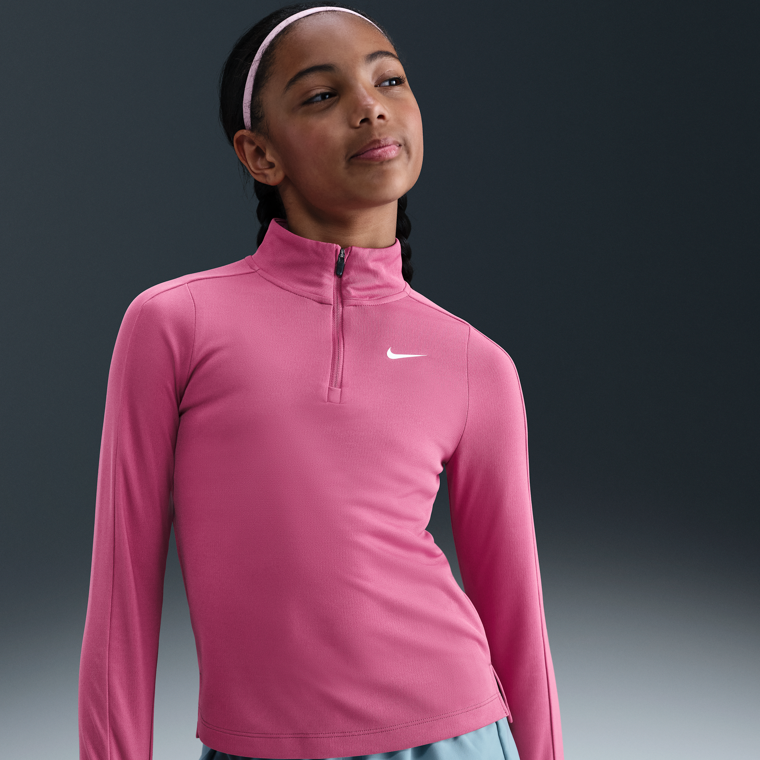 Nike Girls' Dri-FIT Long-Sleeve 1/4-Zip Top - Purple - Polyester