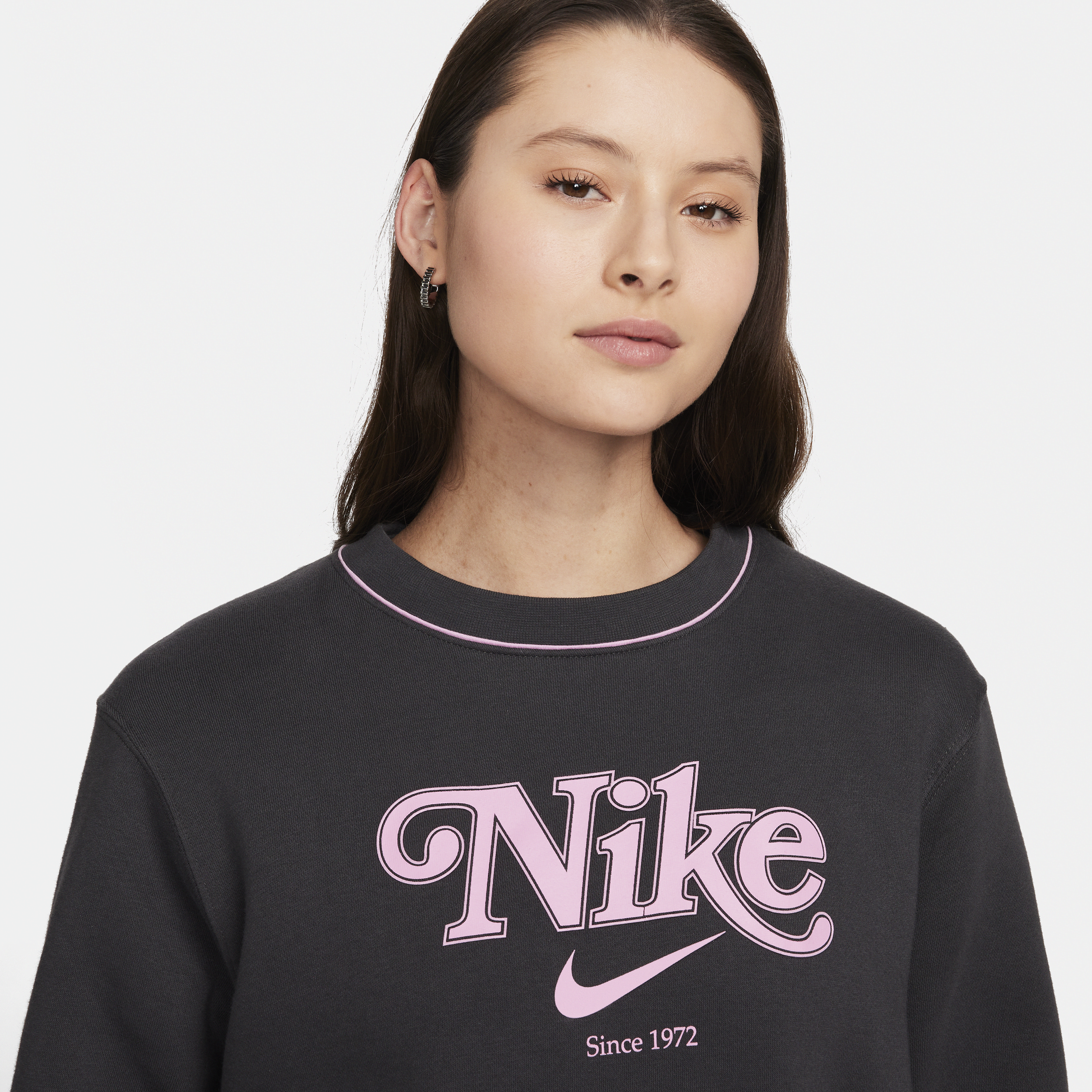 Nike Sportswear sweatshirt van fleece met ronde hals voor dames Grijs