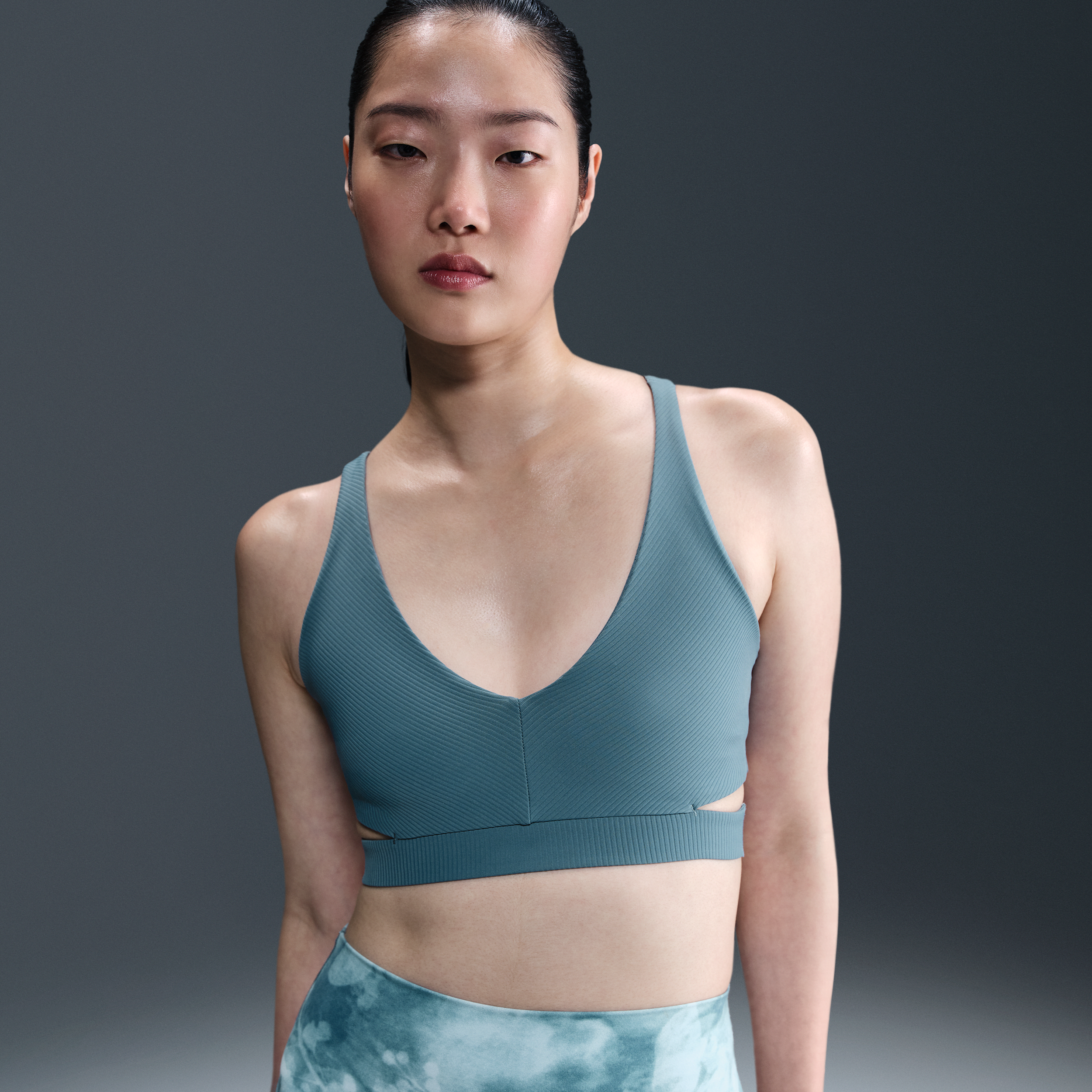 Thumbnail - Nike Zenvy Rib gepolsterter Sport-BH mit leichtem Halt - Blau