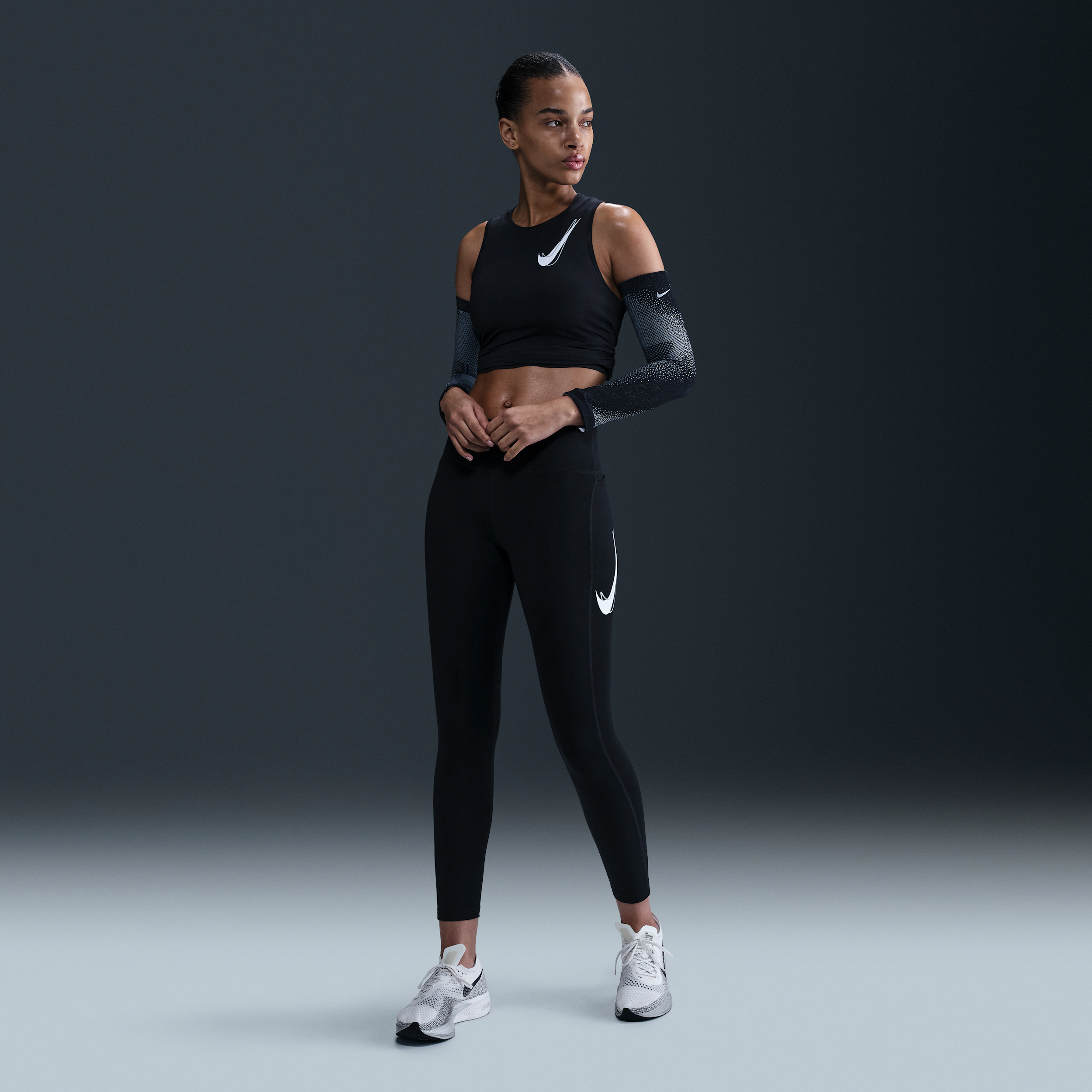 Nike Fast 7/8-legging met halfhoge taille voor dames - Zwart