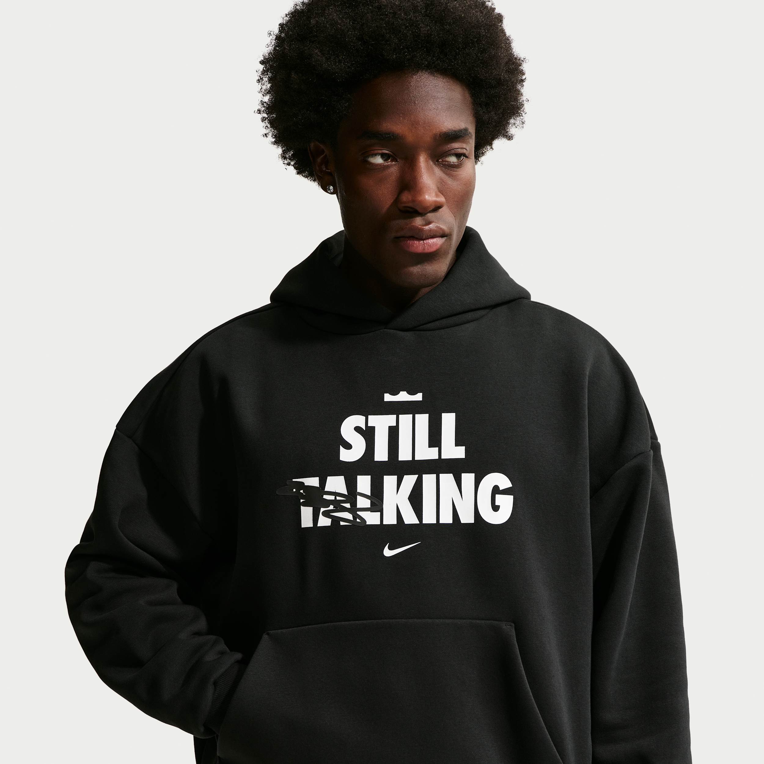 LeBron Shut Up and Dribble Mens Nike Therma-FIT Brushed Pullover Basketball Hoodie - Black - Polyester/Cotton