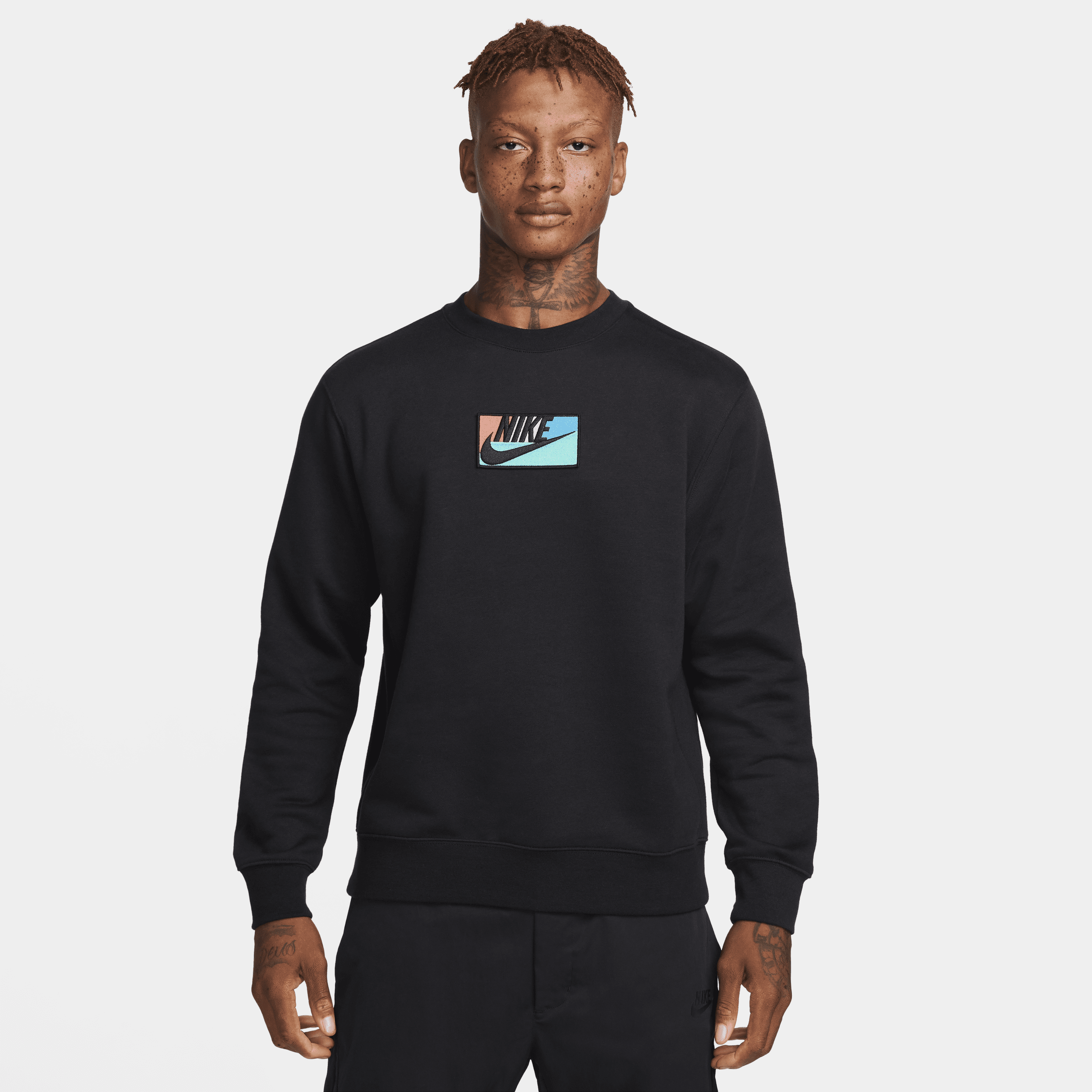 Nike Club Fleece Herentop met ronde hals Zwart