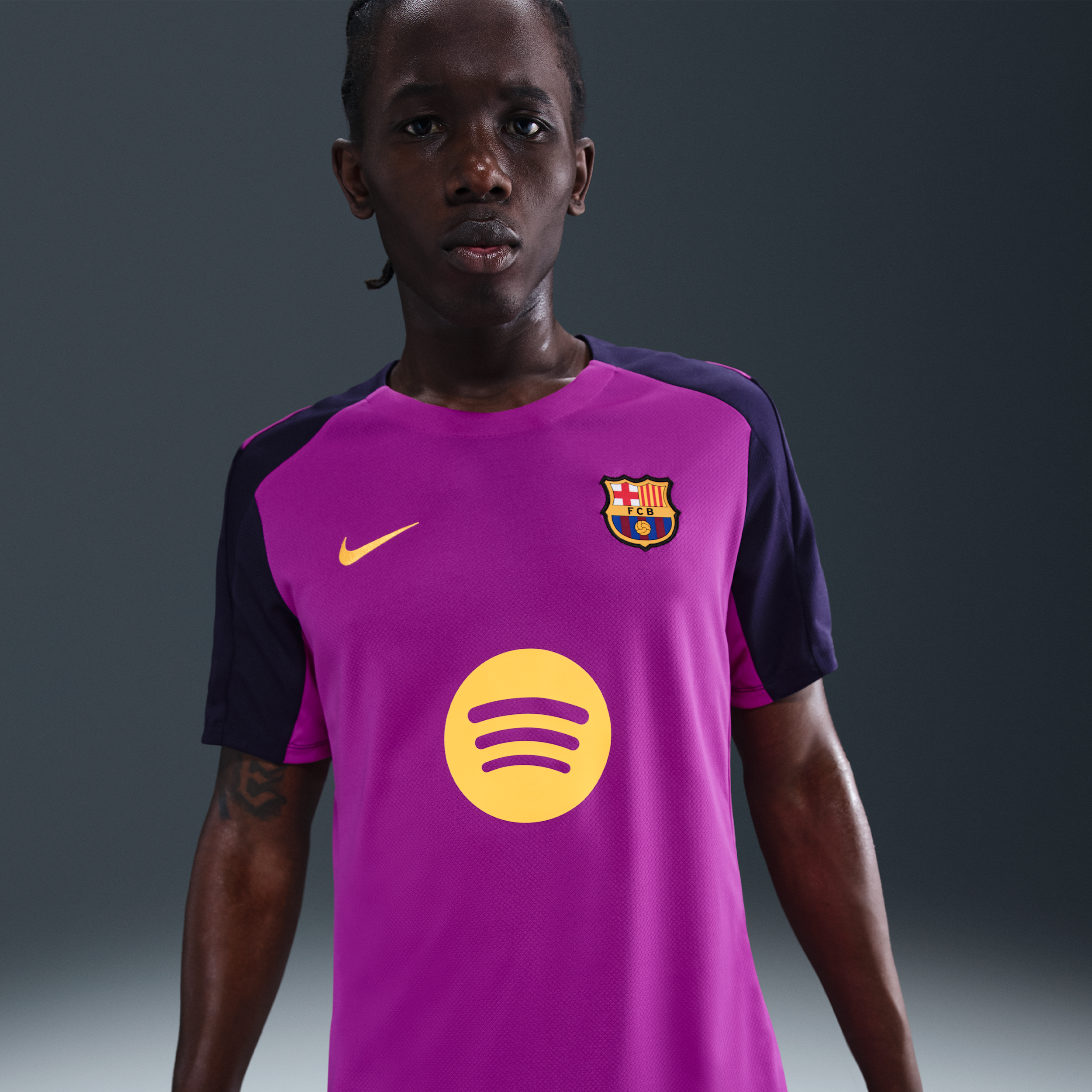 FC Barcelona Strike Nike Dri-FIT-fodboldtrøje med korte ærmer til mænd - lilla