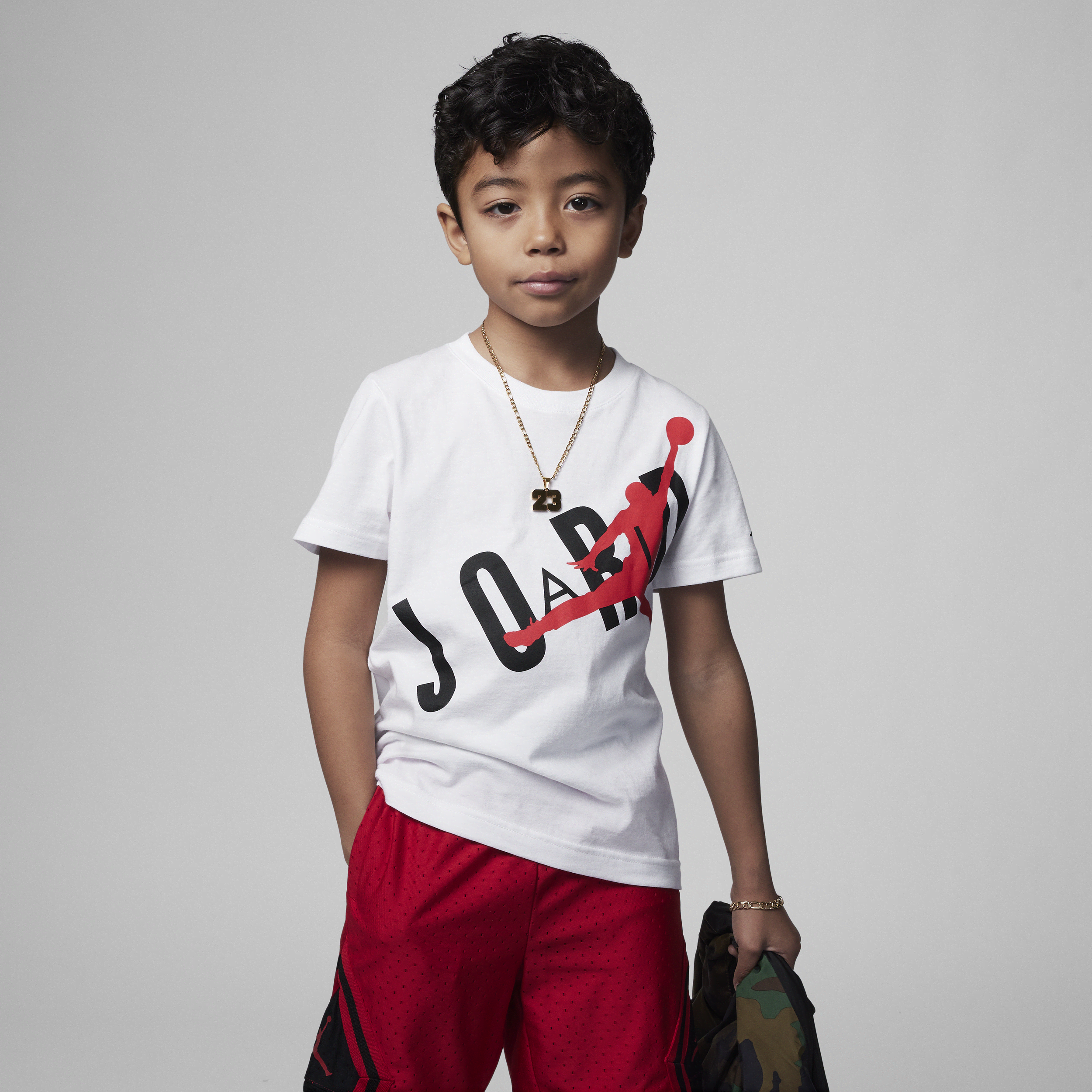 T-shirt dla małych dzieci z nadrukiem w stylu retro Jordan - Biel