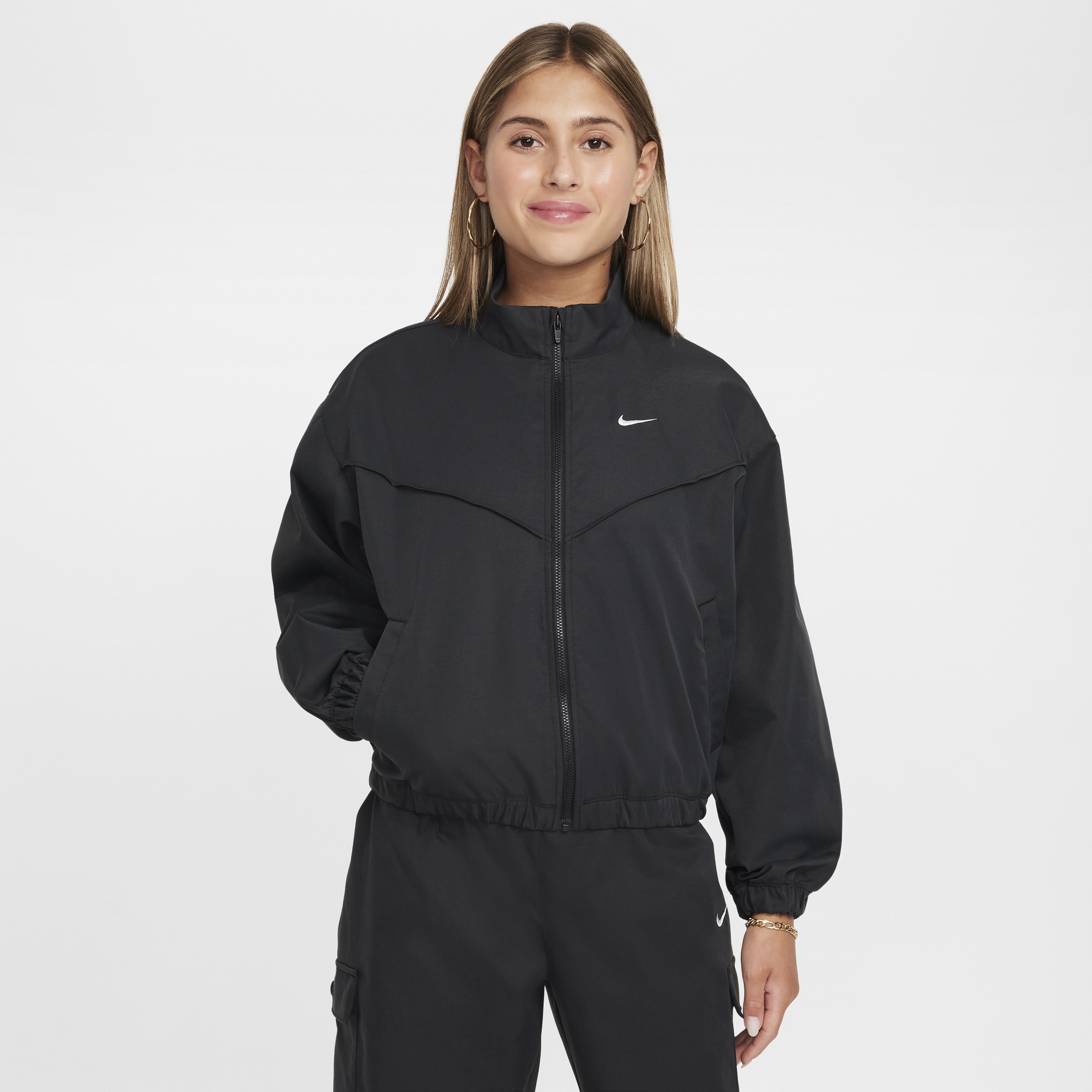Nike Sportswear licht, oversized jack voor meisjes - Zwart