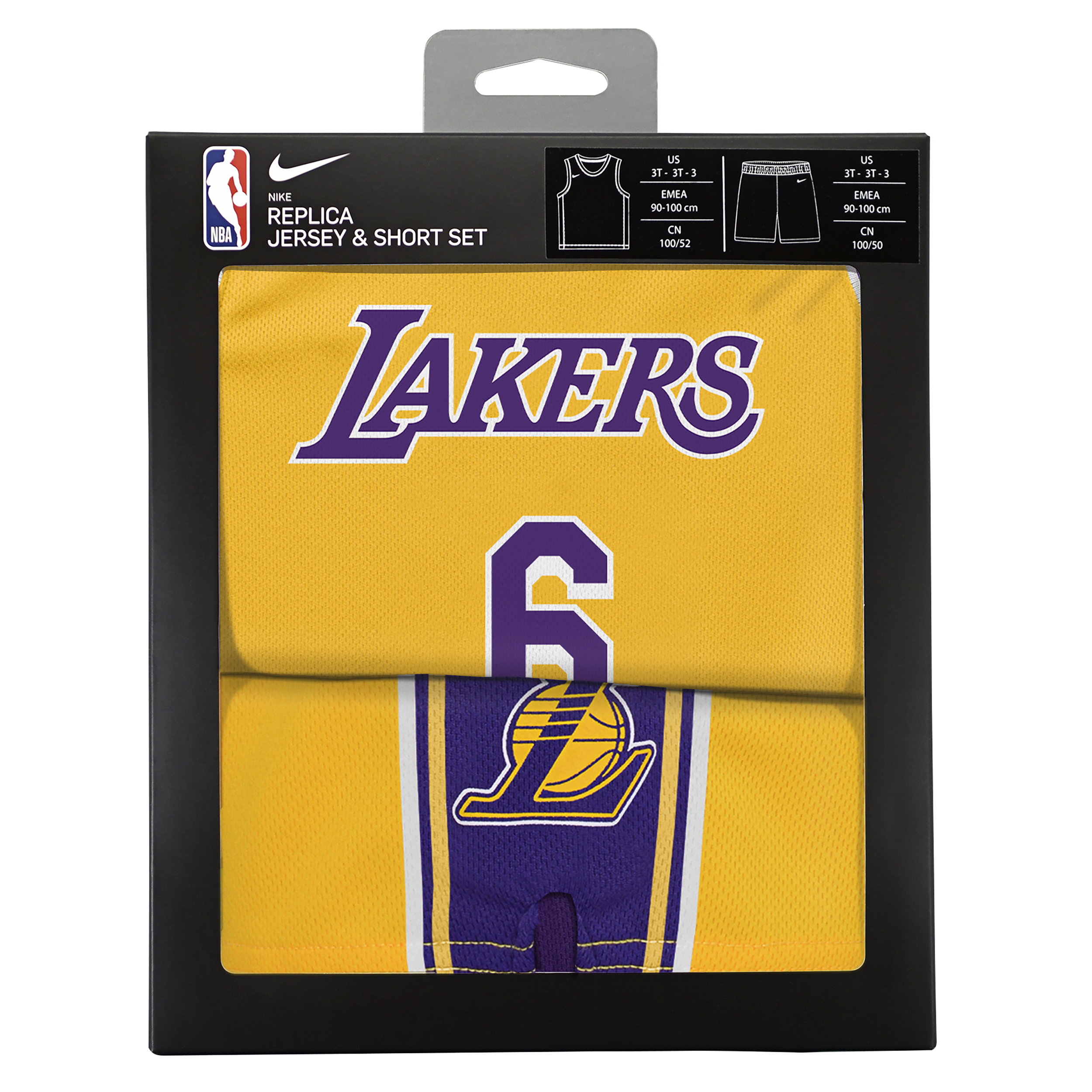 Nike LeBron James Los Angeles Lakers Icon Edition boxset met NBA-jersey en -shorts voor jongens Geel