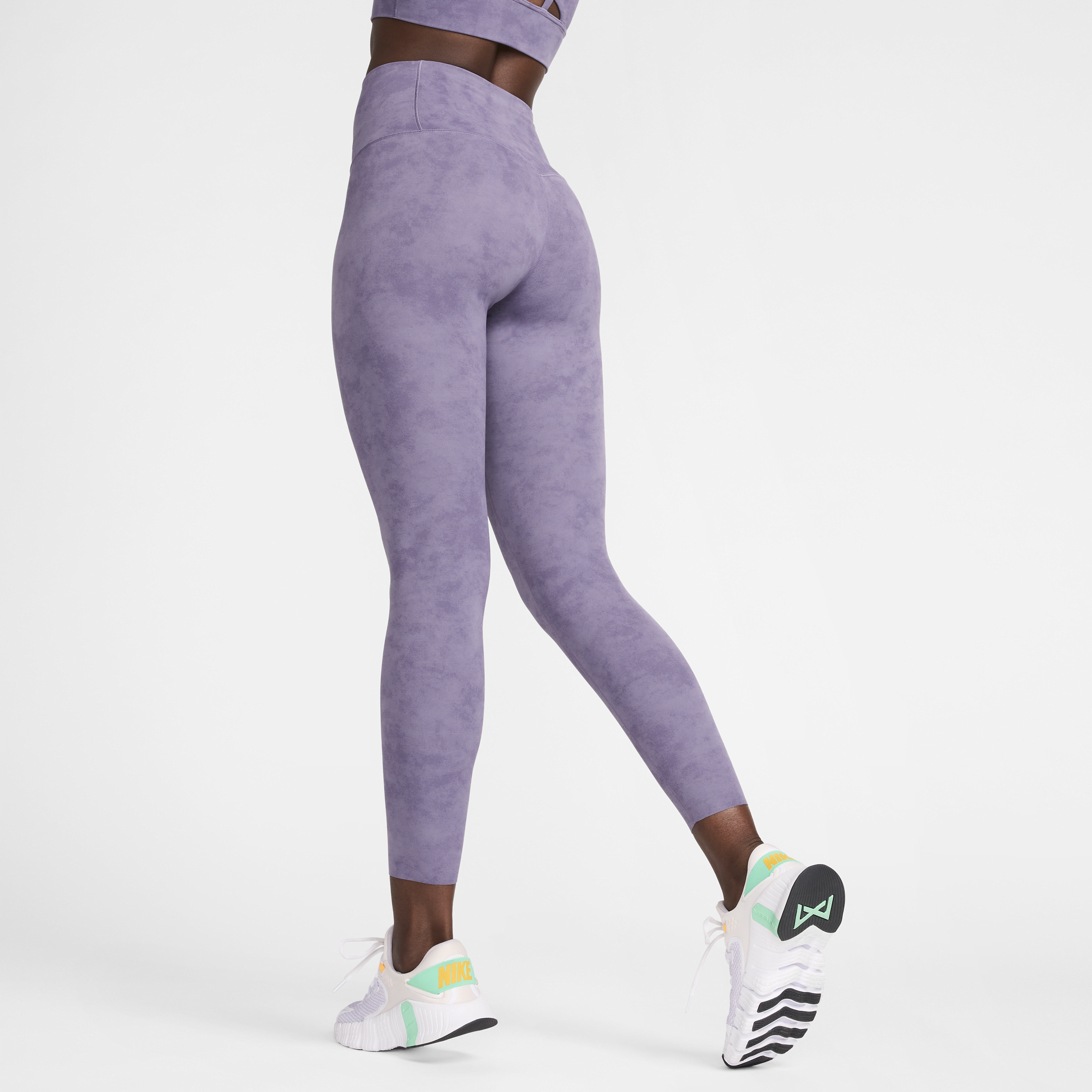 Legging 7/8 à taille haute et maintien léger Nike Zenvy Tie-Dye pour femme - Pourpre