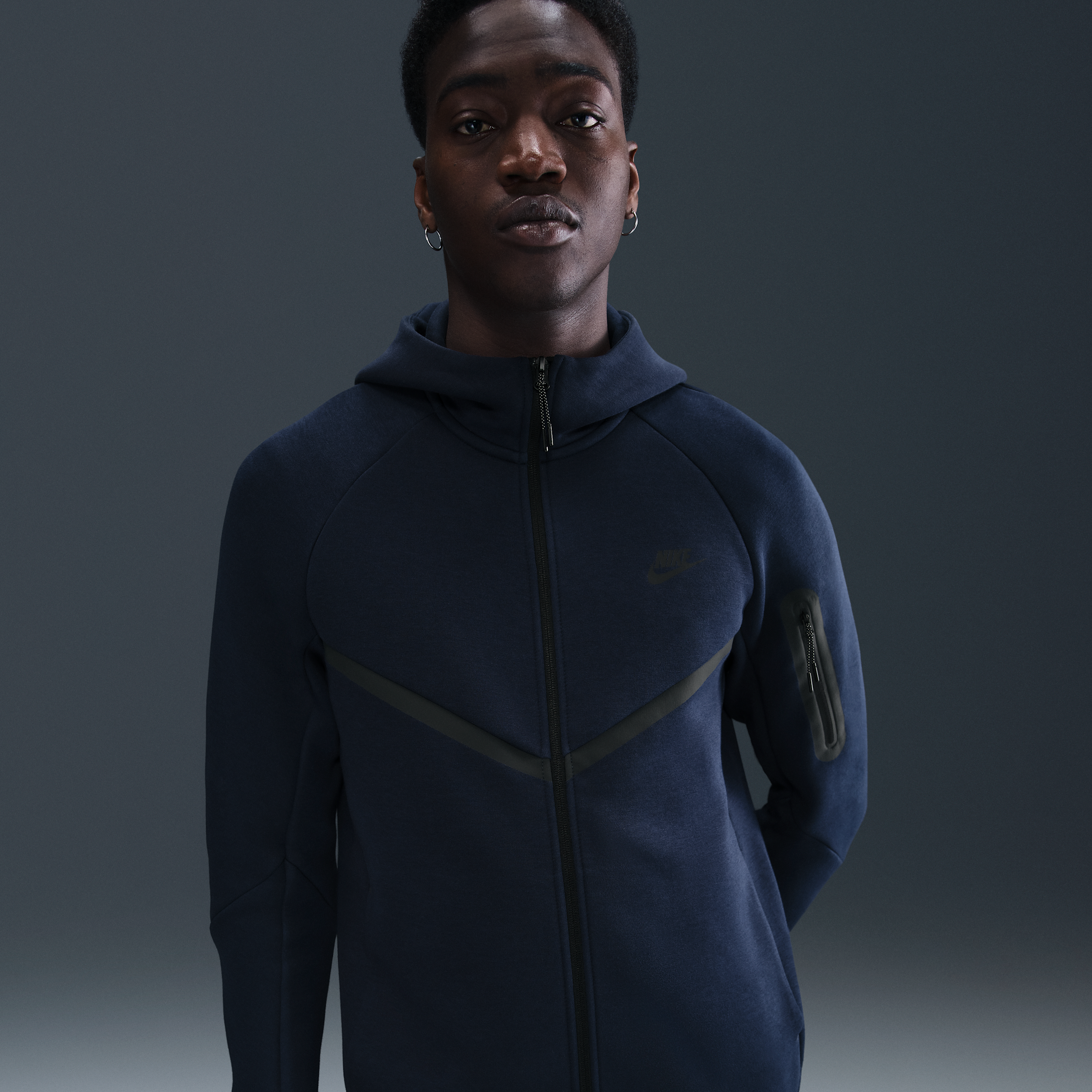 Thumbnail - Nike Tech Windrunner-Jacke aus Fleece mit durchgehendem Reißverschluss (Herren) - Blau