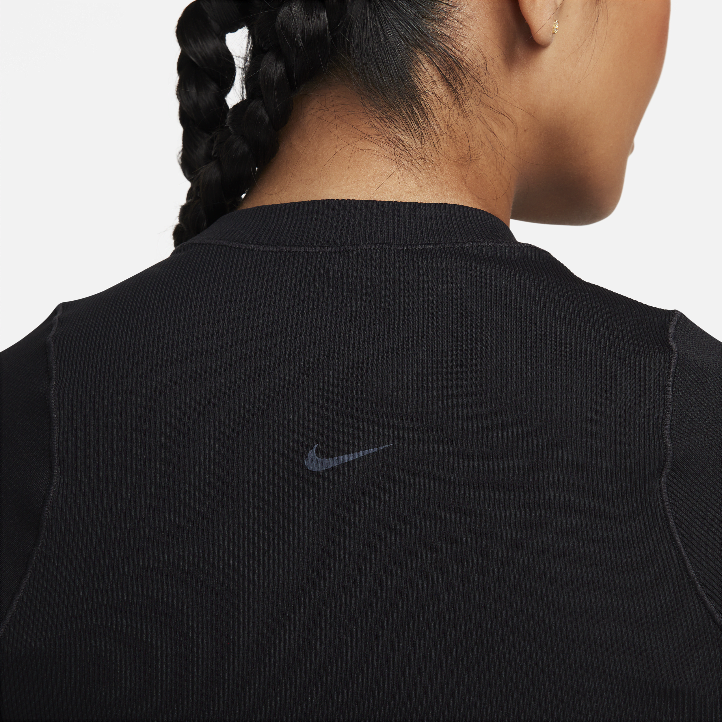 Nike Zenvy Dri-FIT croptop met korte mouwen voor dames Zwart