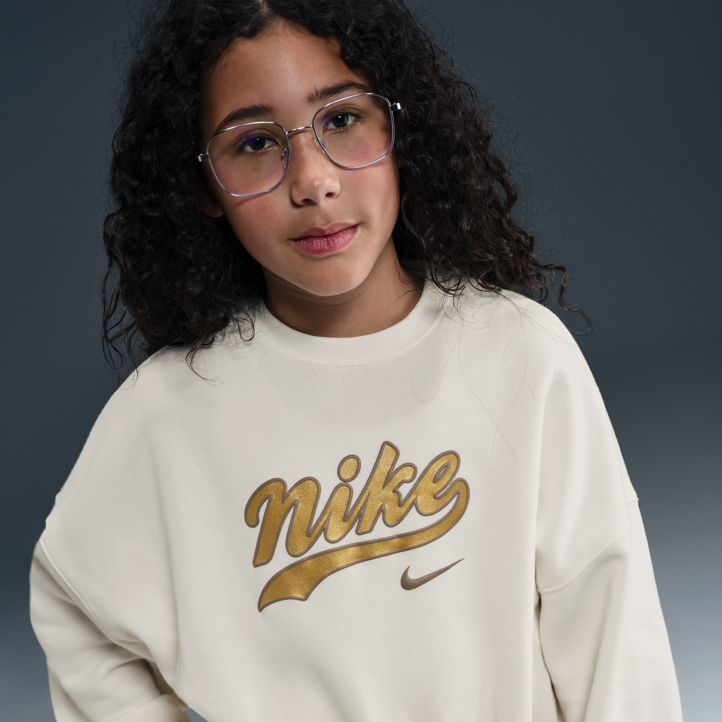 Nike Sportswear kort sweatshirt van fleece voor meisjes Wit
