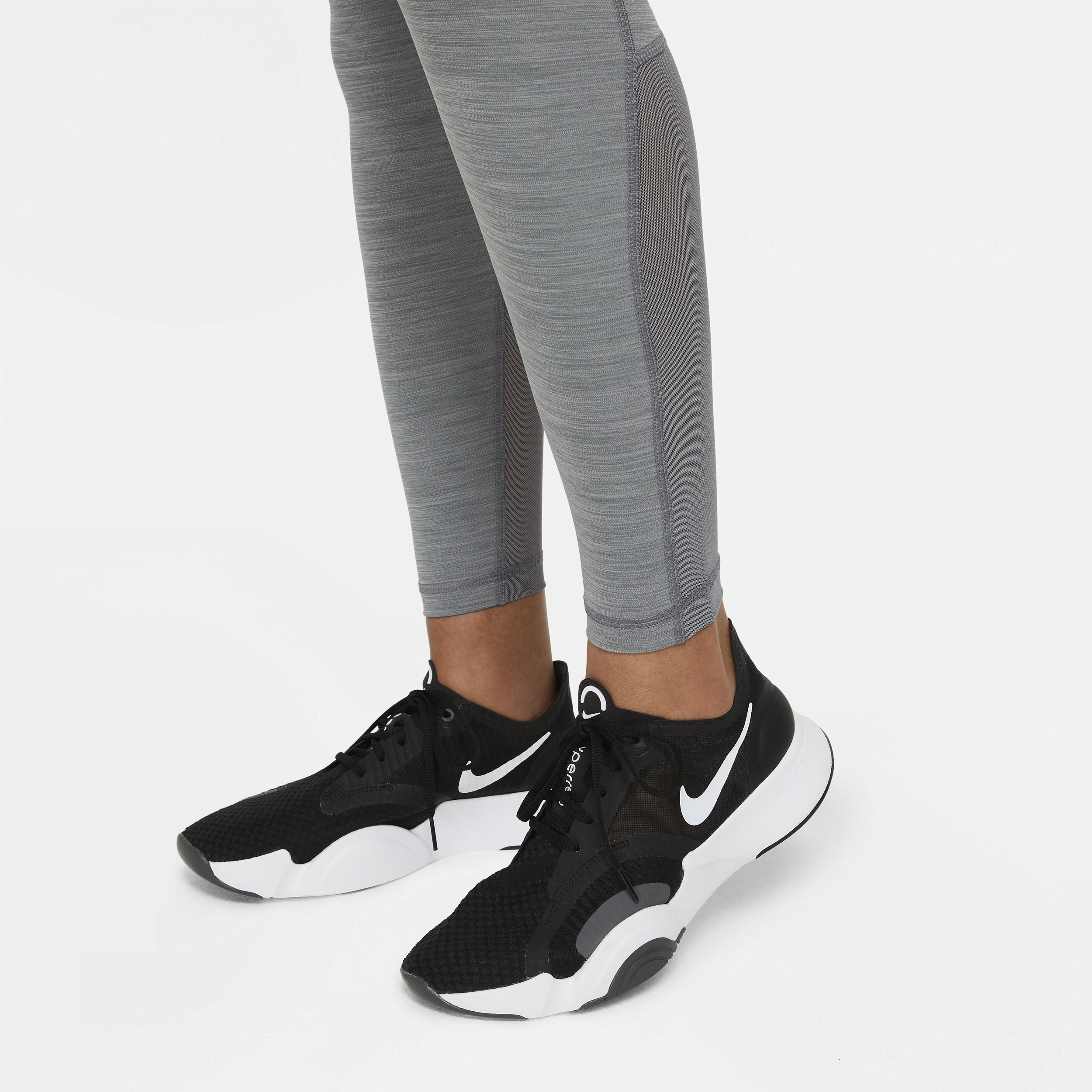 Legging taille mi-haute à empiècements en mesh Nike Pro pour femme - Gris