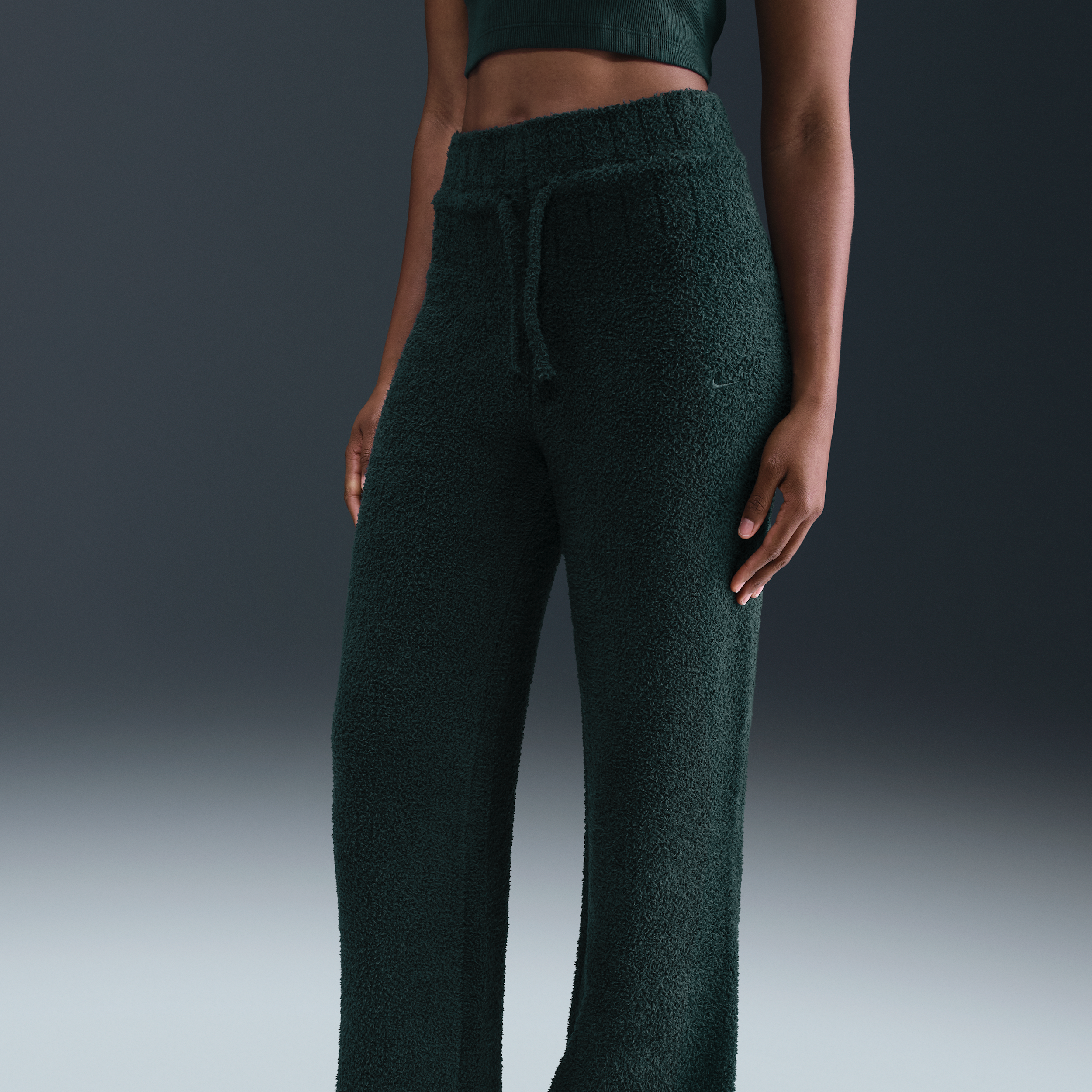 Thumbnail - Nike Phoenix Cozy Bouclé Strickhose mit schmaler Passform (Damen) - Grün