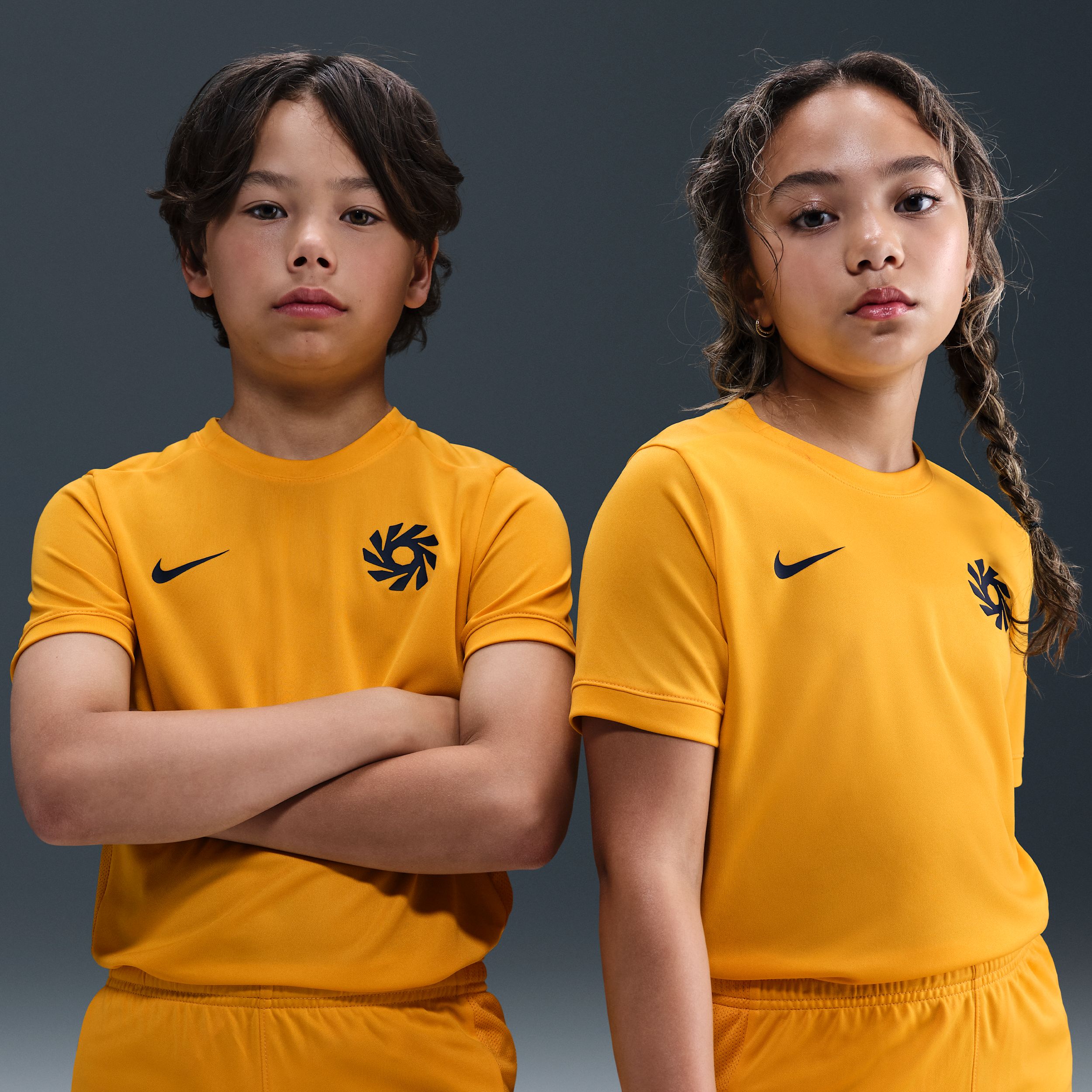 Kortærmet Erling Haaland Academy Dri-FIT-fodboldtrøje til større børn - gul