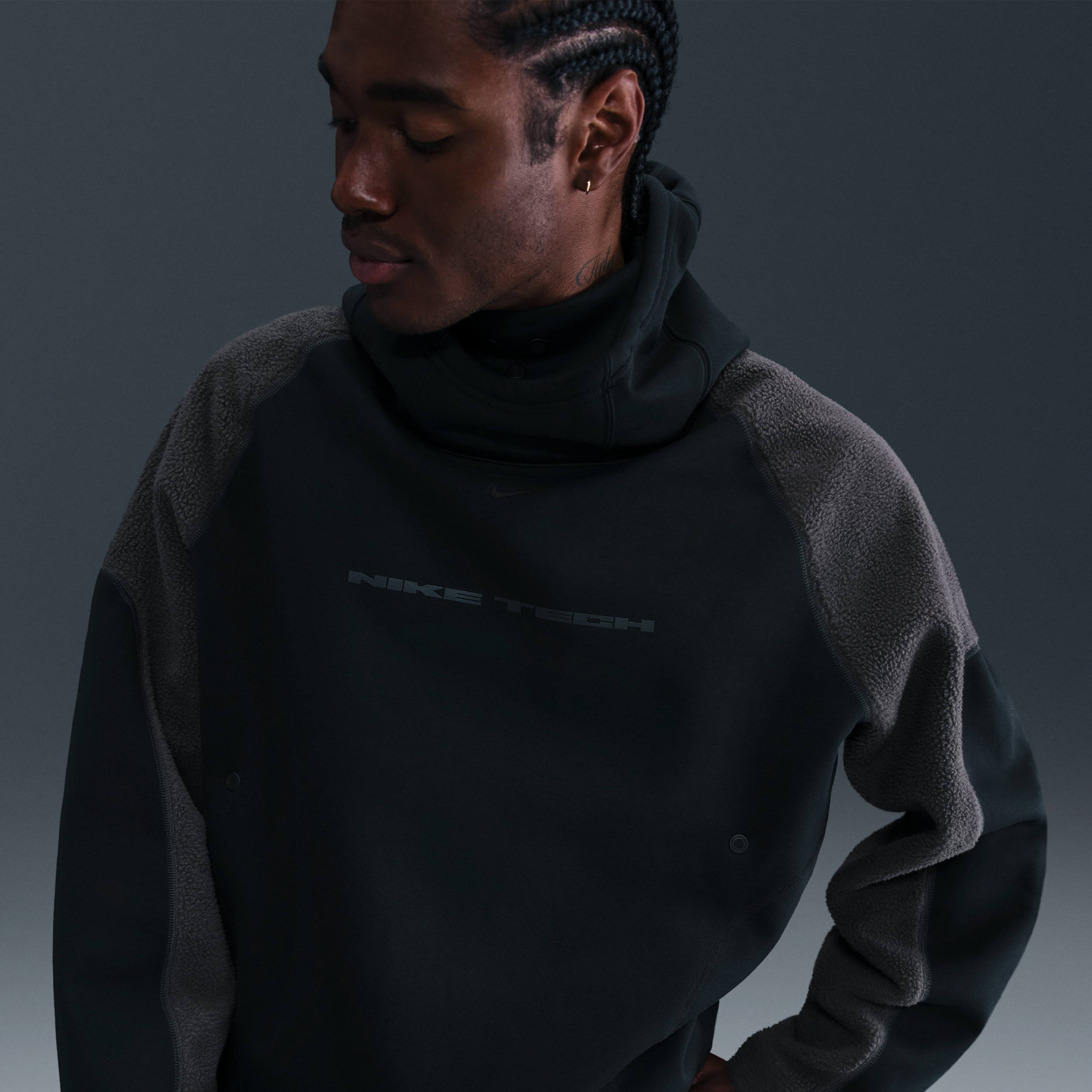 Nike Tech Boreas Mens Oversized Hoodie - Black - Fleece