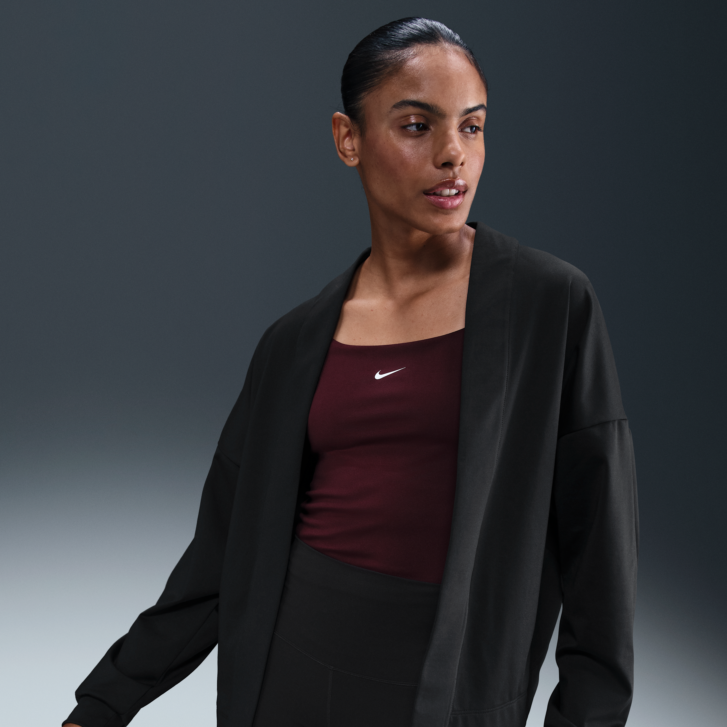 Thumbnail - Nike Zenvy Dri-FIT Oversize-Cardigan (Damen) - Schwarz