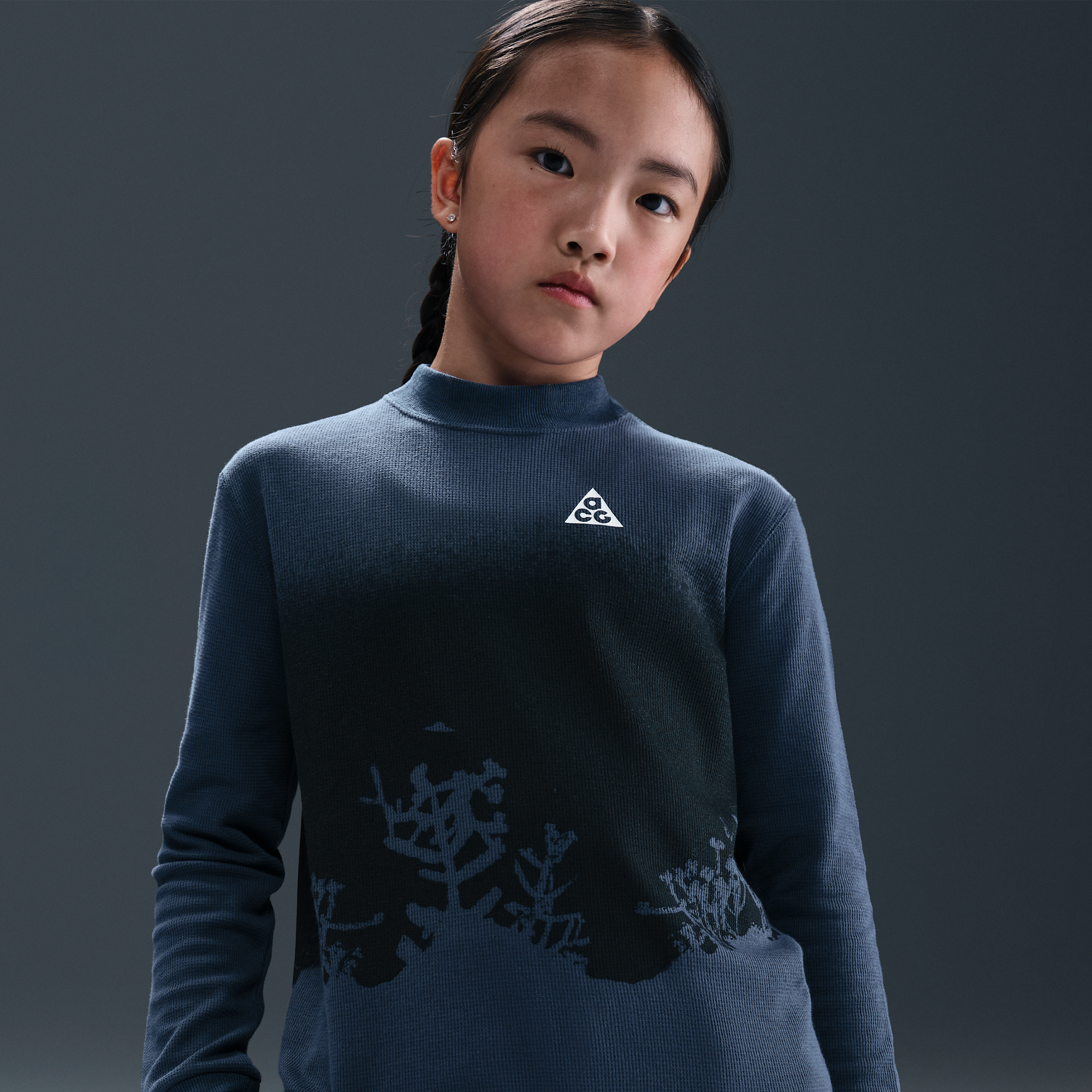 Thumbnail - Nike ACG Langarmoberteil mit Waffelmuster für ältere Kinder - Blau