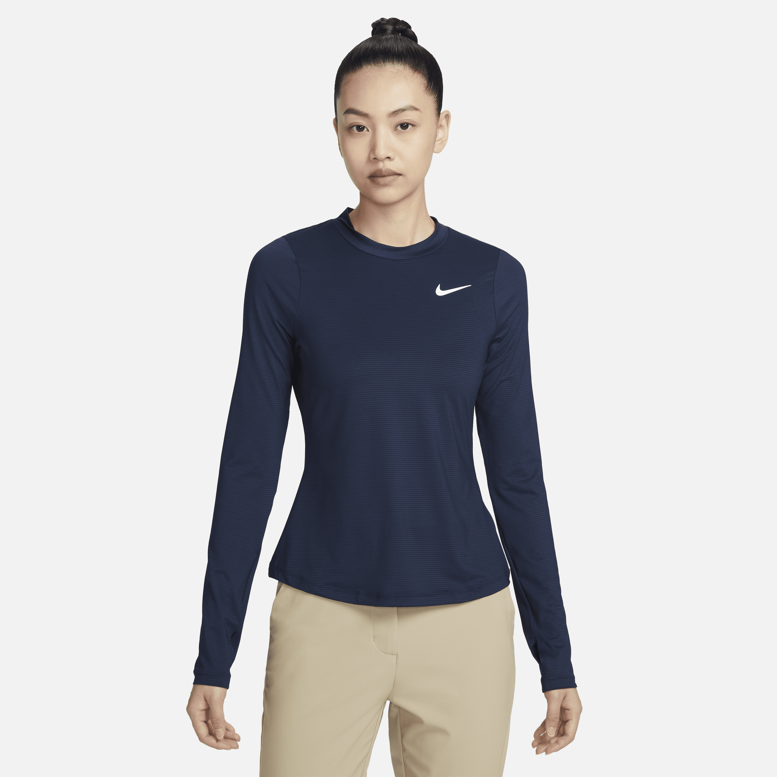Nike Dri-FIT UV Victory golftop met lange mouwen en print voor dames Blauw