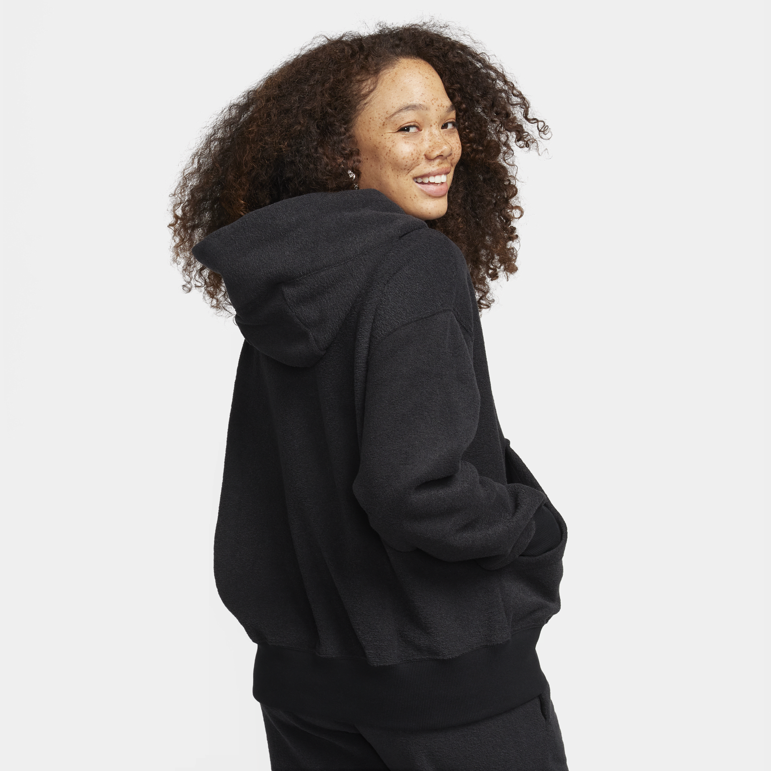 Nike Sportswear Phoenix Plush oversized comfortabele fleecehoodie voor dames Zwart