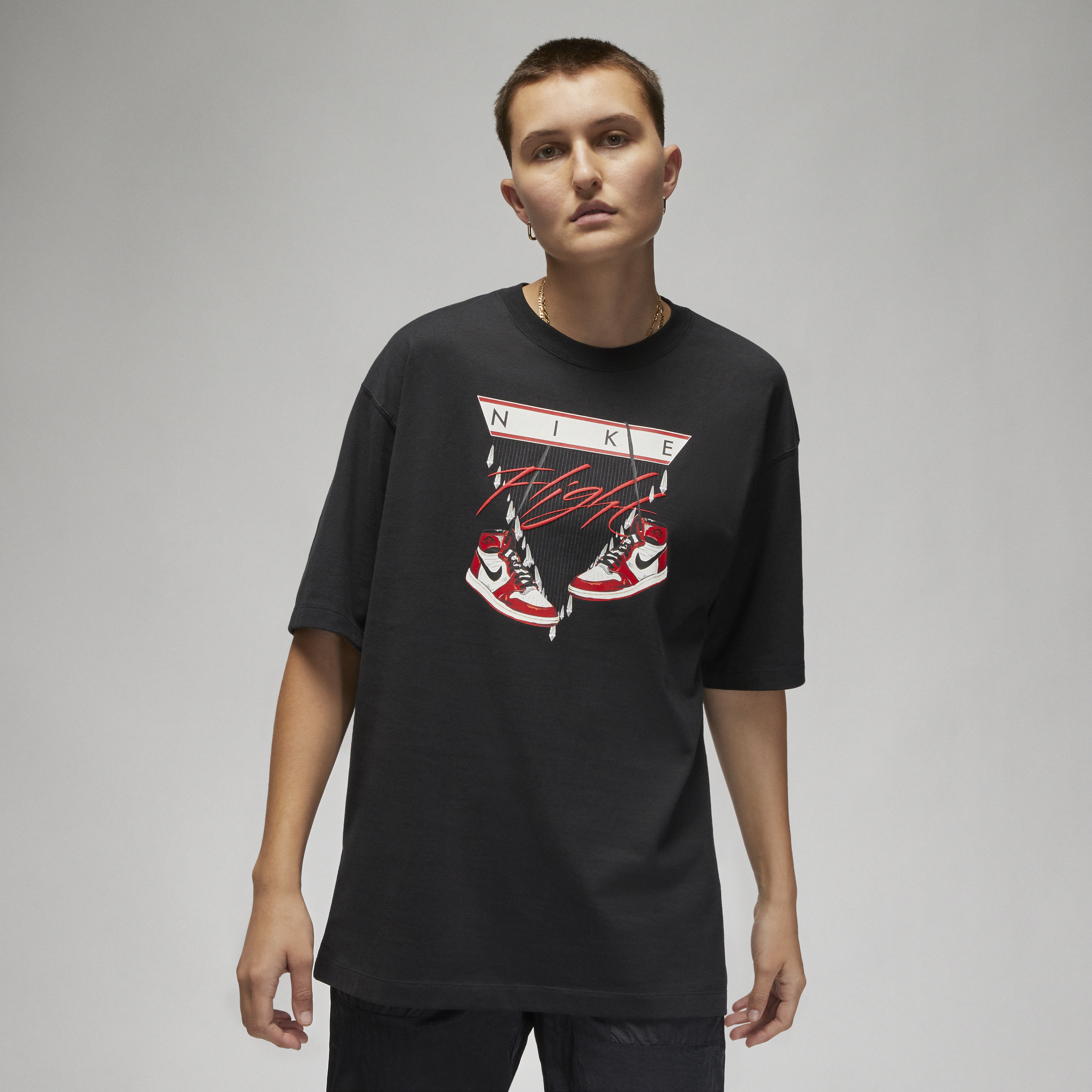 Damski T-shirt oversize Jordan Flight - Czerń