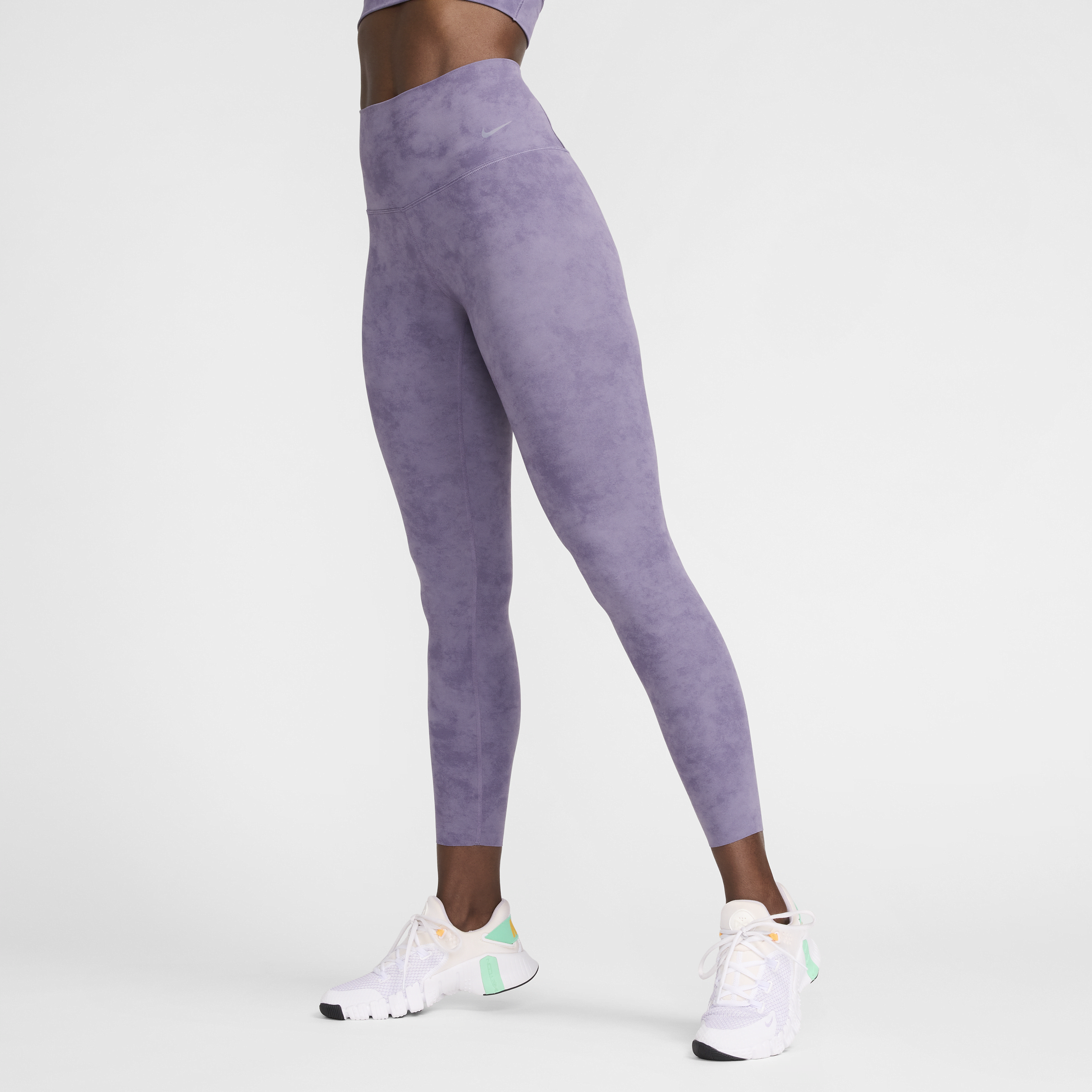 Legging 7/8 à taille haute et maintien léger Nike Zenvy Tie-Dye pour femme - Pourpre