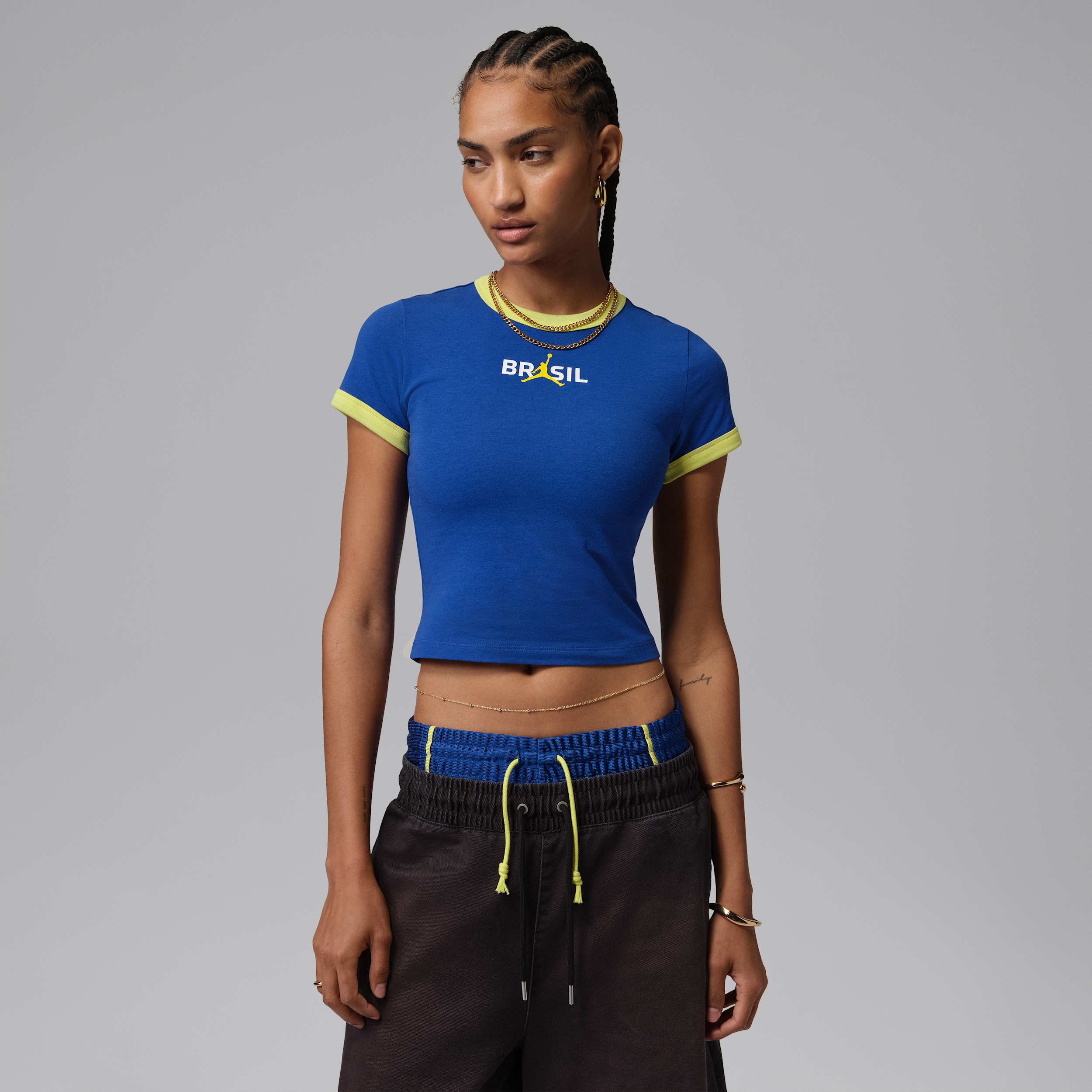 Maglia girocollo con grafica Brazil Jordan – Donna - Blu