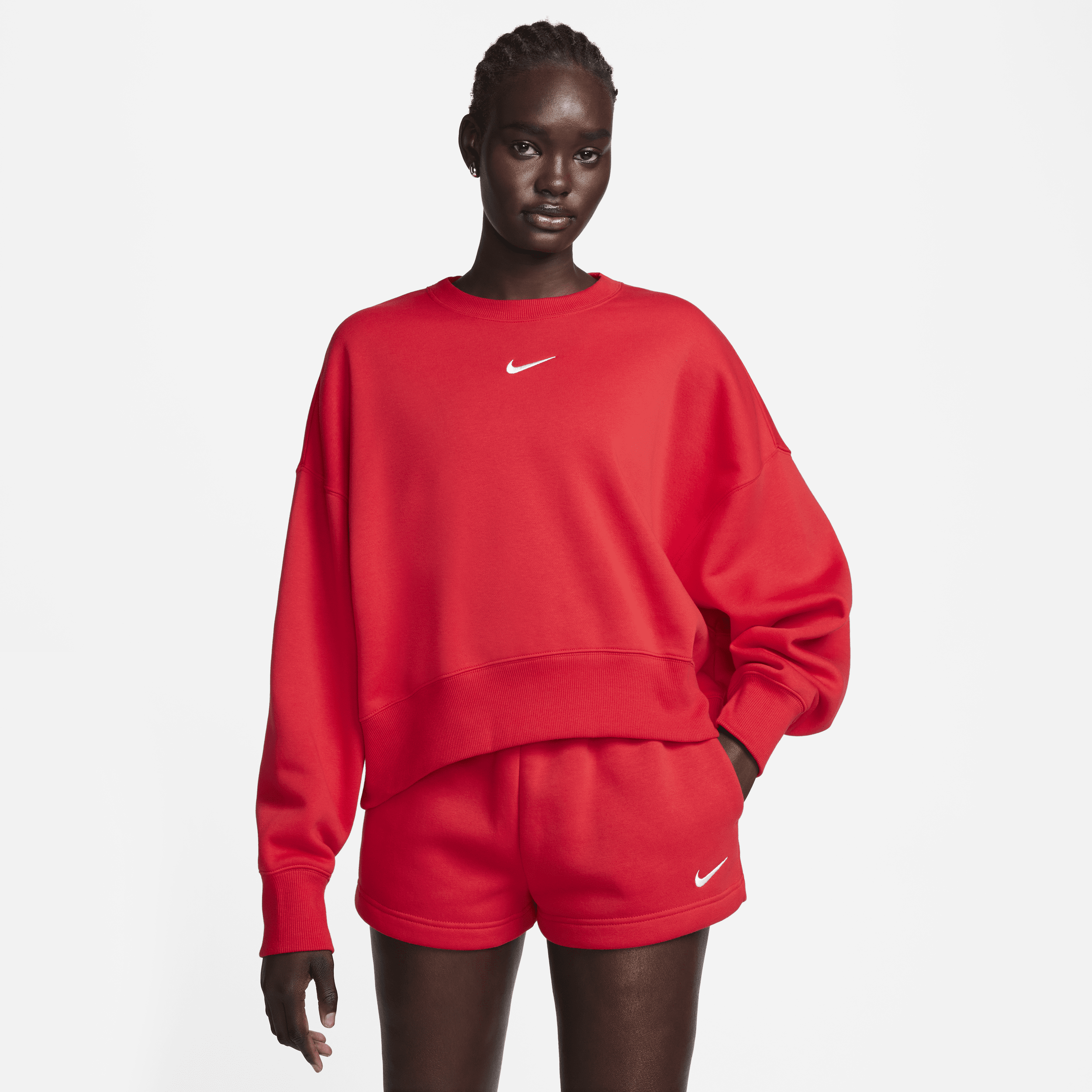 Nike Sportswear Phoenix Fleece extra oversized sweatshirt met ronde hals voor dames Rood