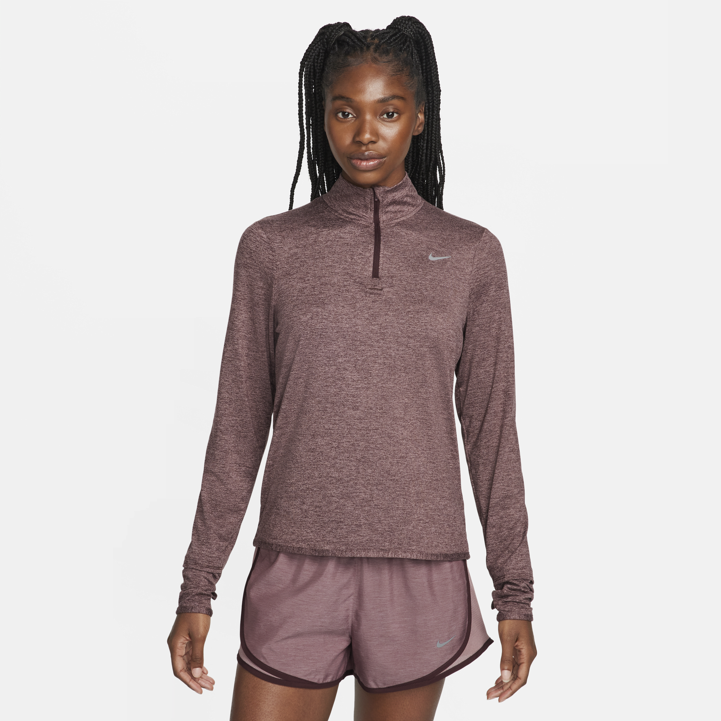Nike Swift hardlooptop met korte rits en UV-bescherming voor dames Rood