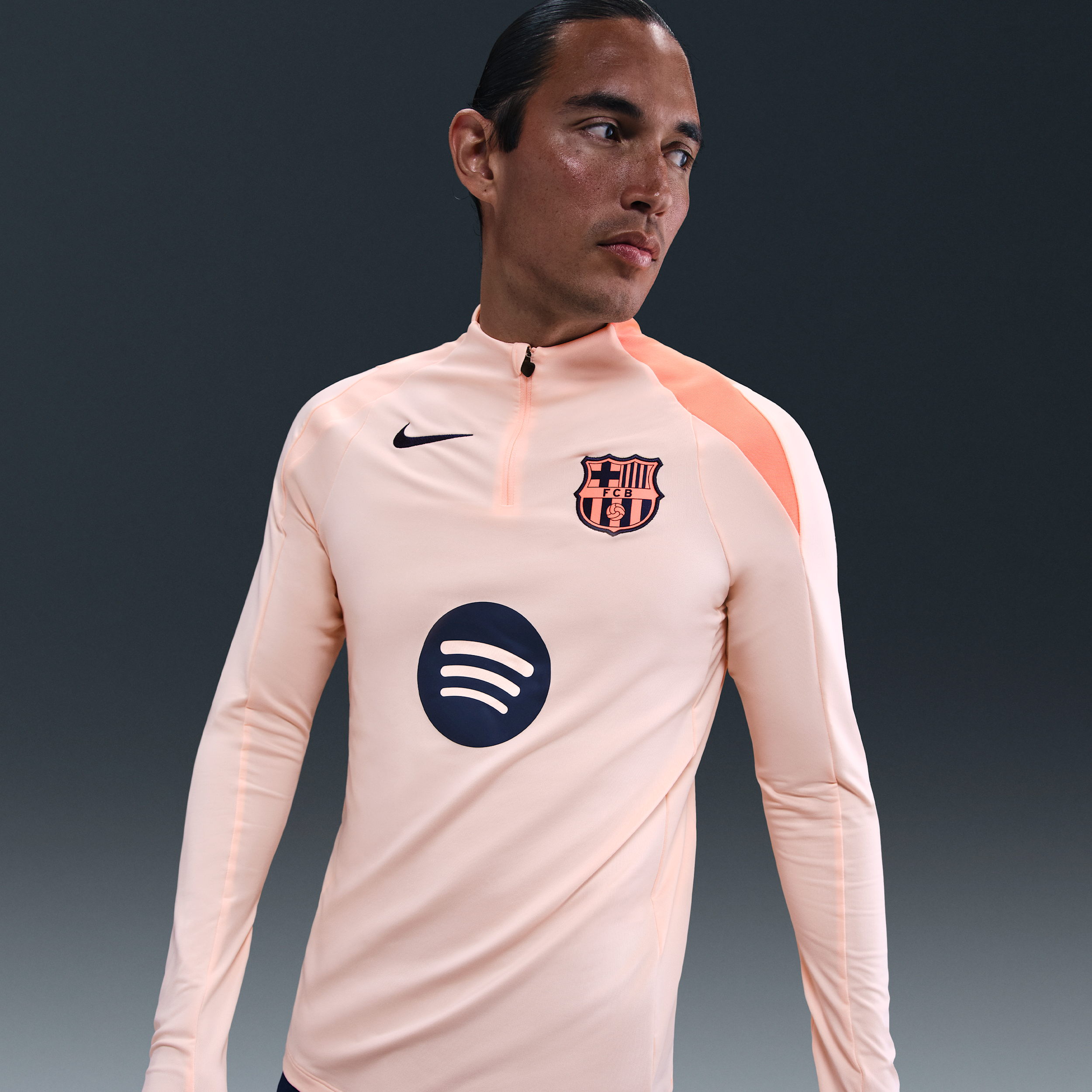 F.C. Barcelona Strike Third Men's Nike Dri-FIT Total 90 Football Knit Drill Top - Orange - Polyester/Elastane