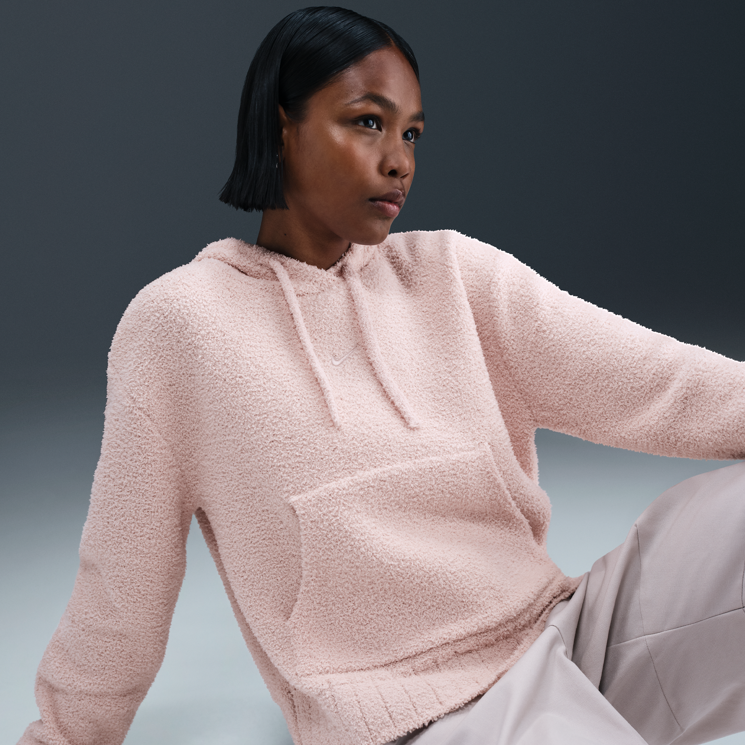 Thumbnail - Nike Phoenix Cozy Bouclé weiter Strick-Hoodie (Damen) - Pink