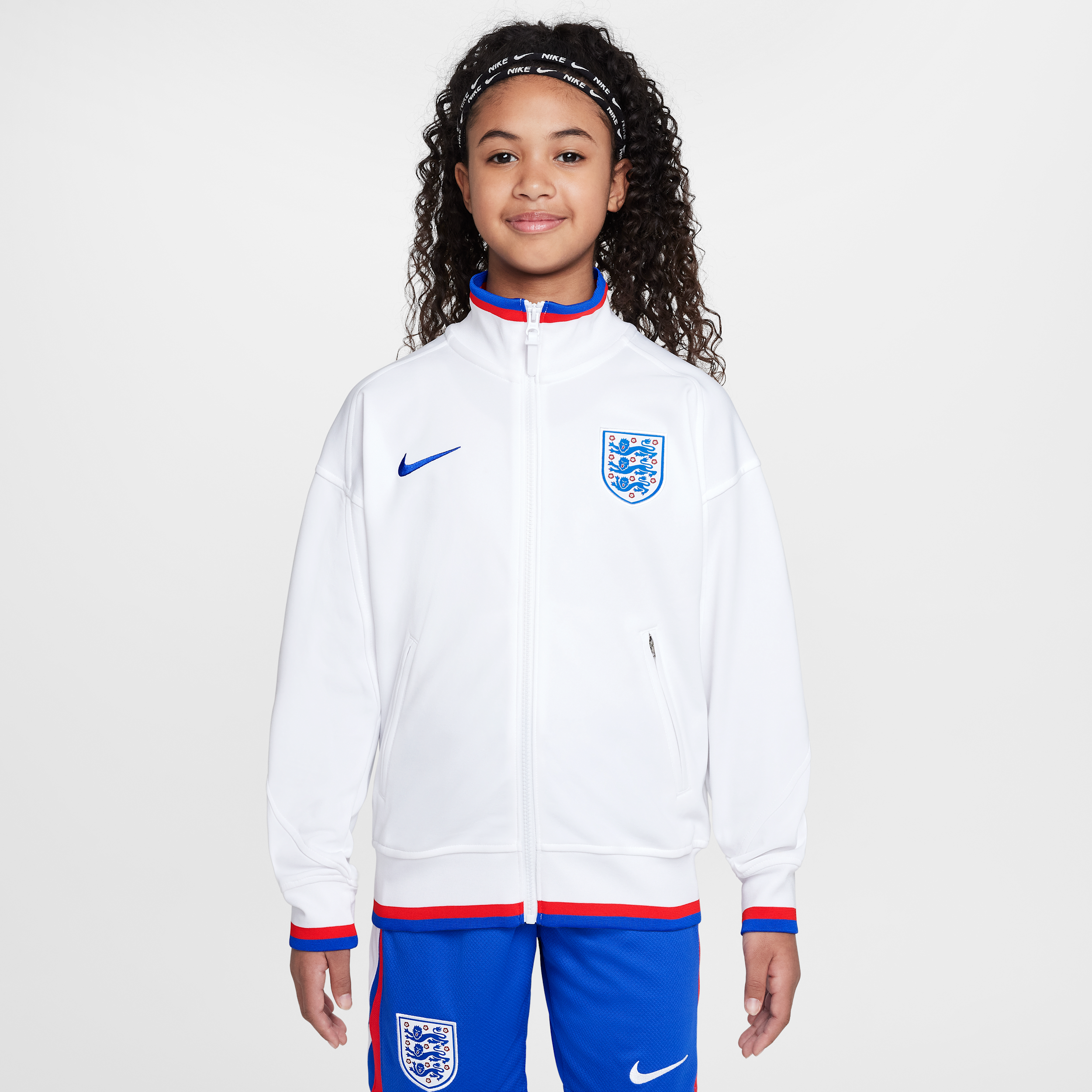 England Academy Pro Home Older Kids Nike Dri-FIT Football Anthem Jacket - White - Polyester - 50% Recycled Polyester