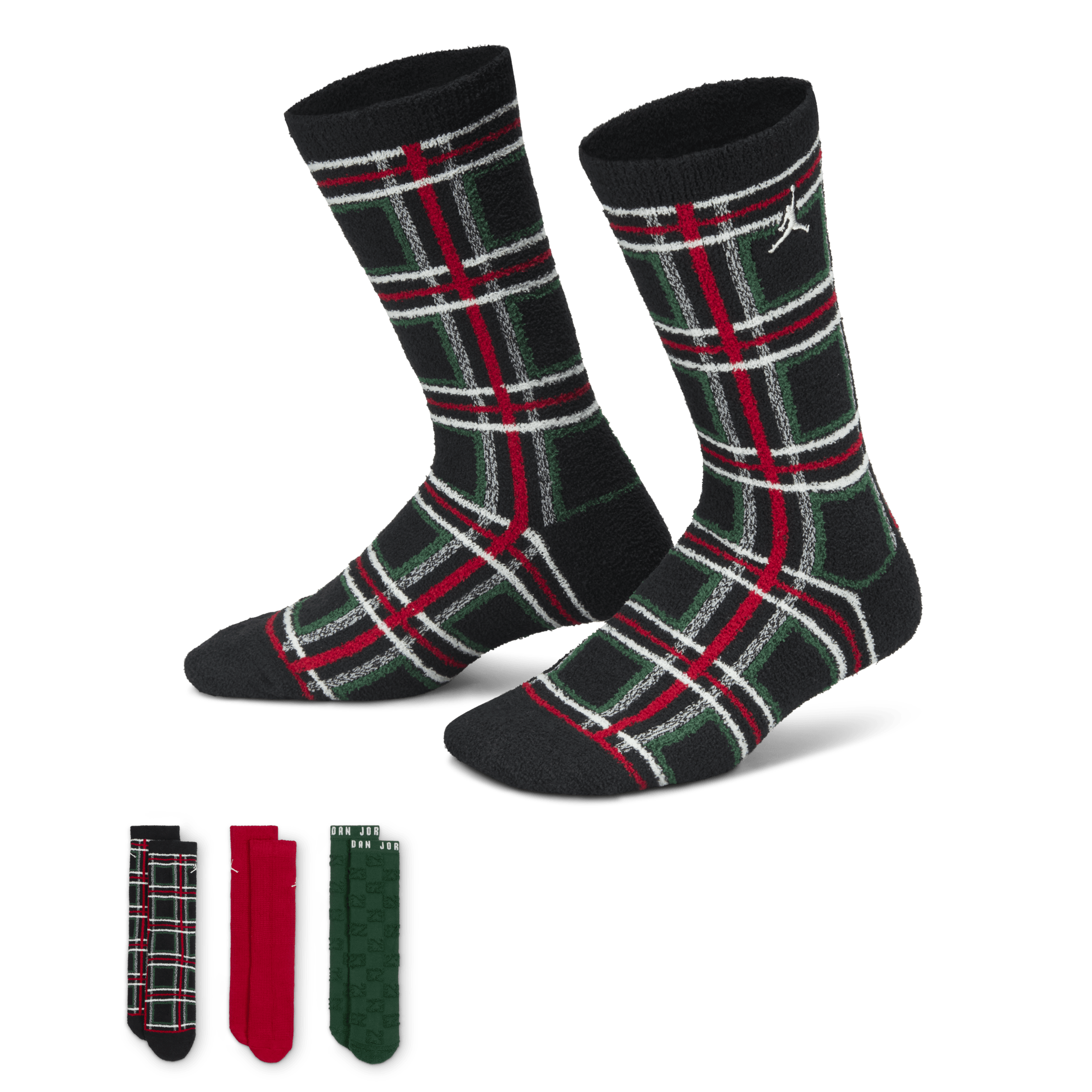 Chaussettes mi-mollet pour les fêtes Jordan pour ado (3 paires) - Noir