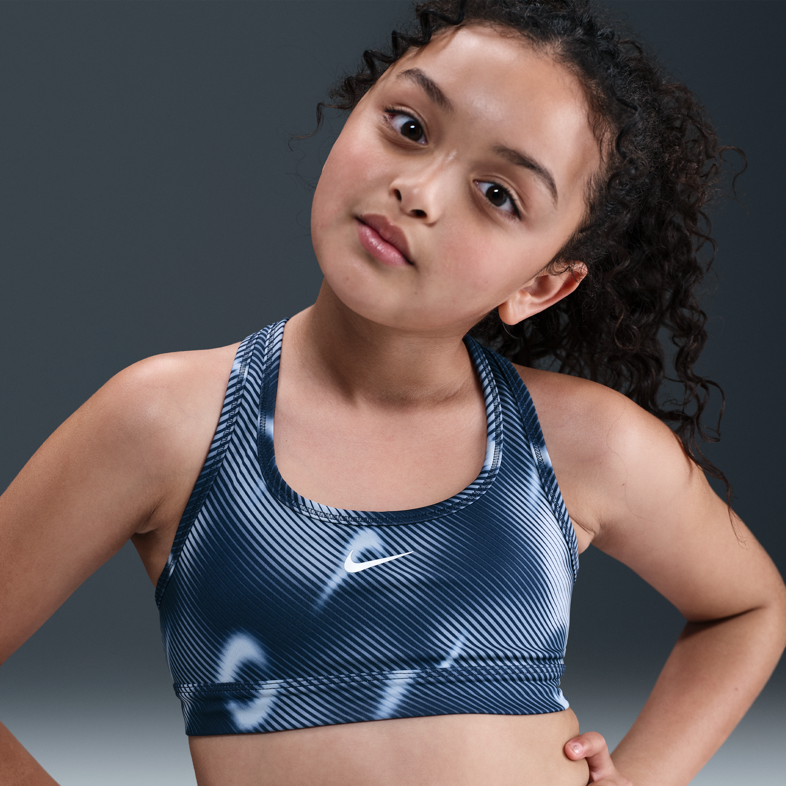 Nike Pro Swoosh Older Kids' (Girls') Sports Bra - Blue