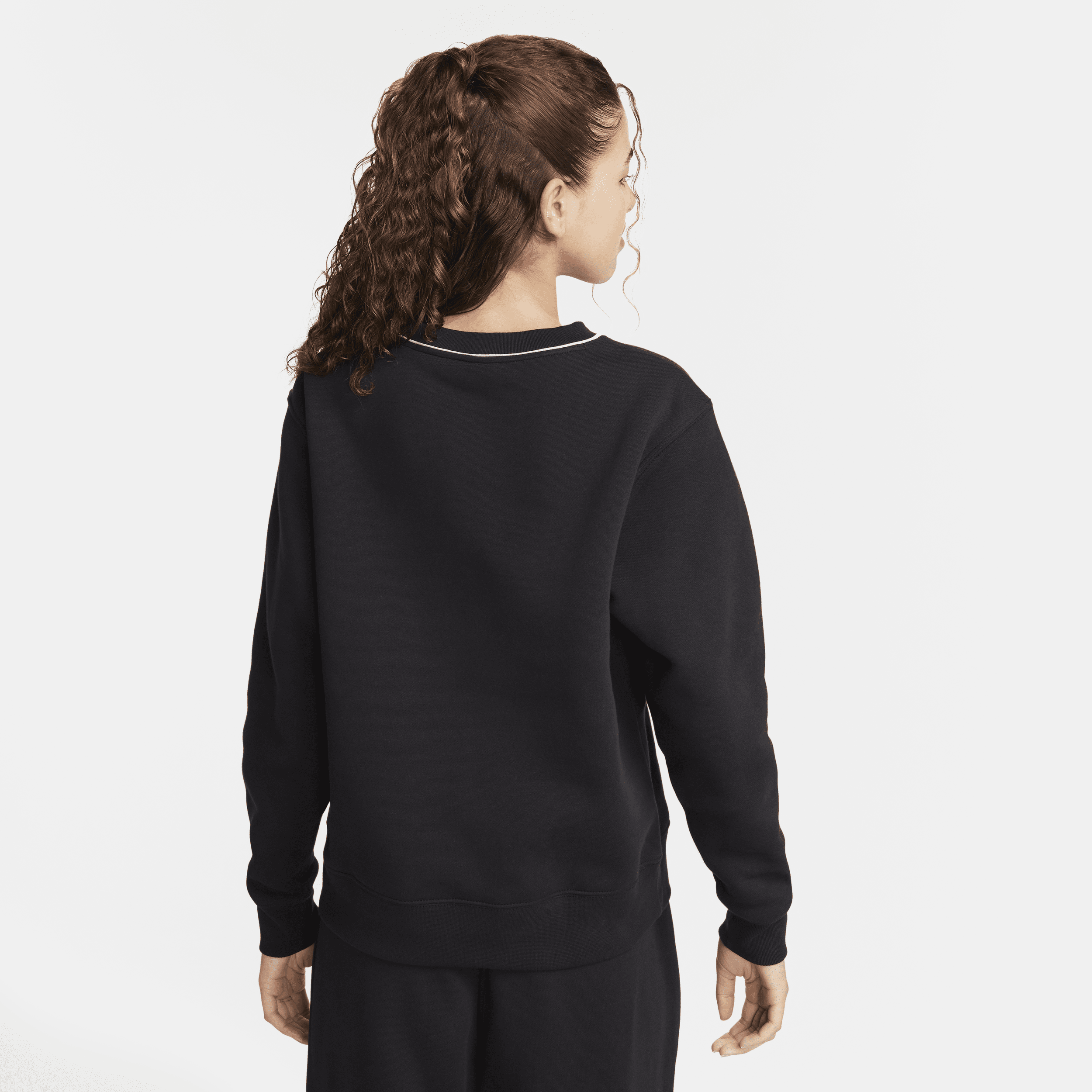 Nike Sportswear sweatshirt van fleece met ronde hals voor dames Zwart