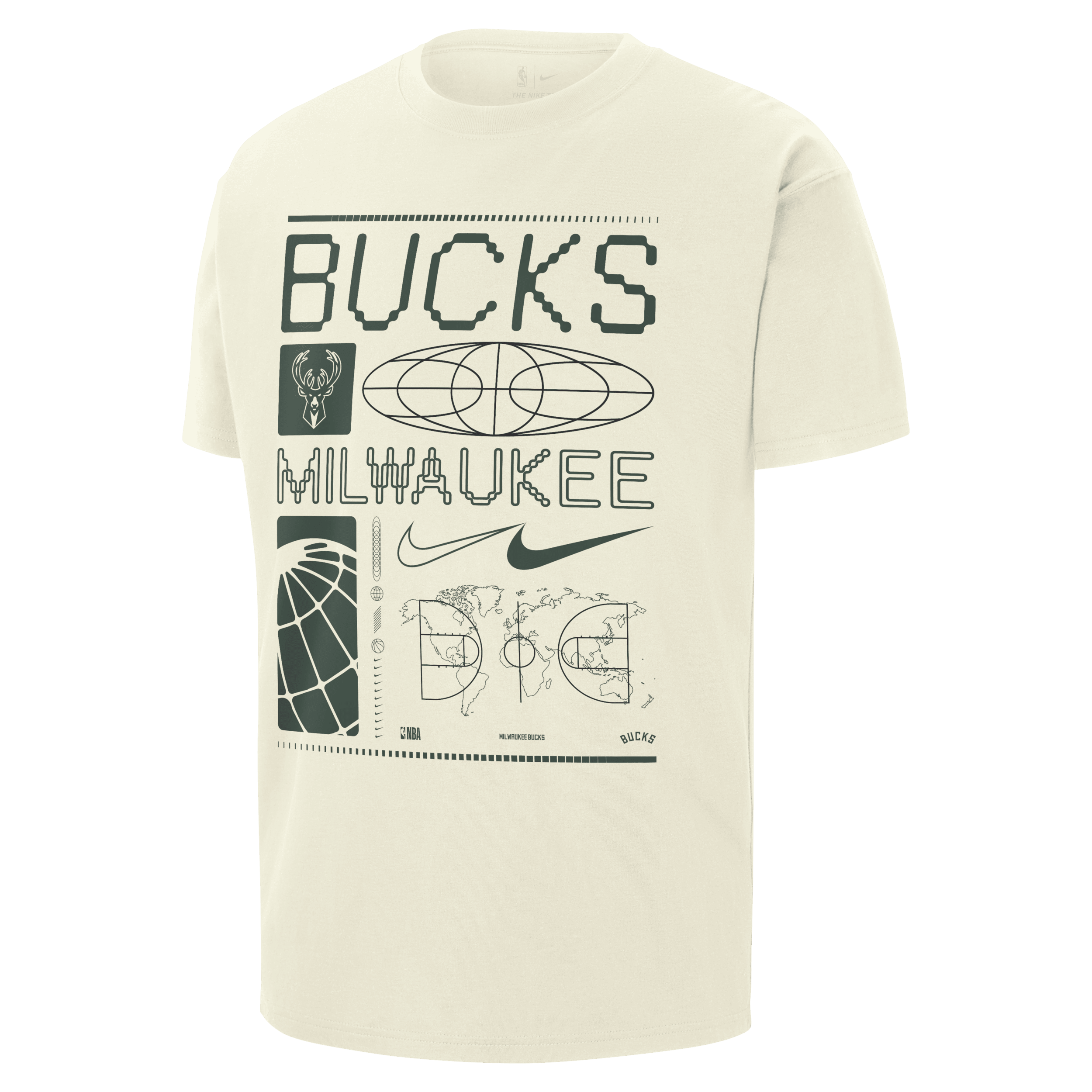 Nike Milwaukee Bucks Max90 NBA T-shirt voor heren Wit