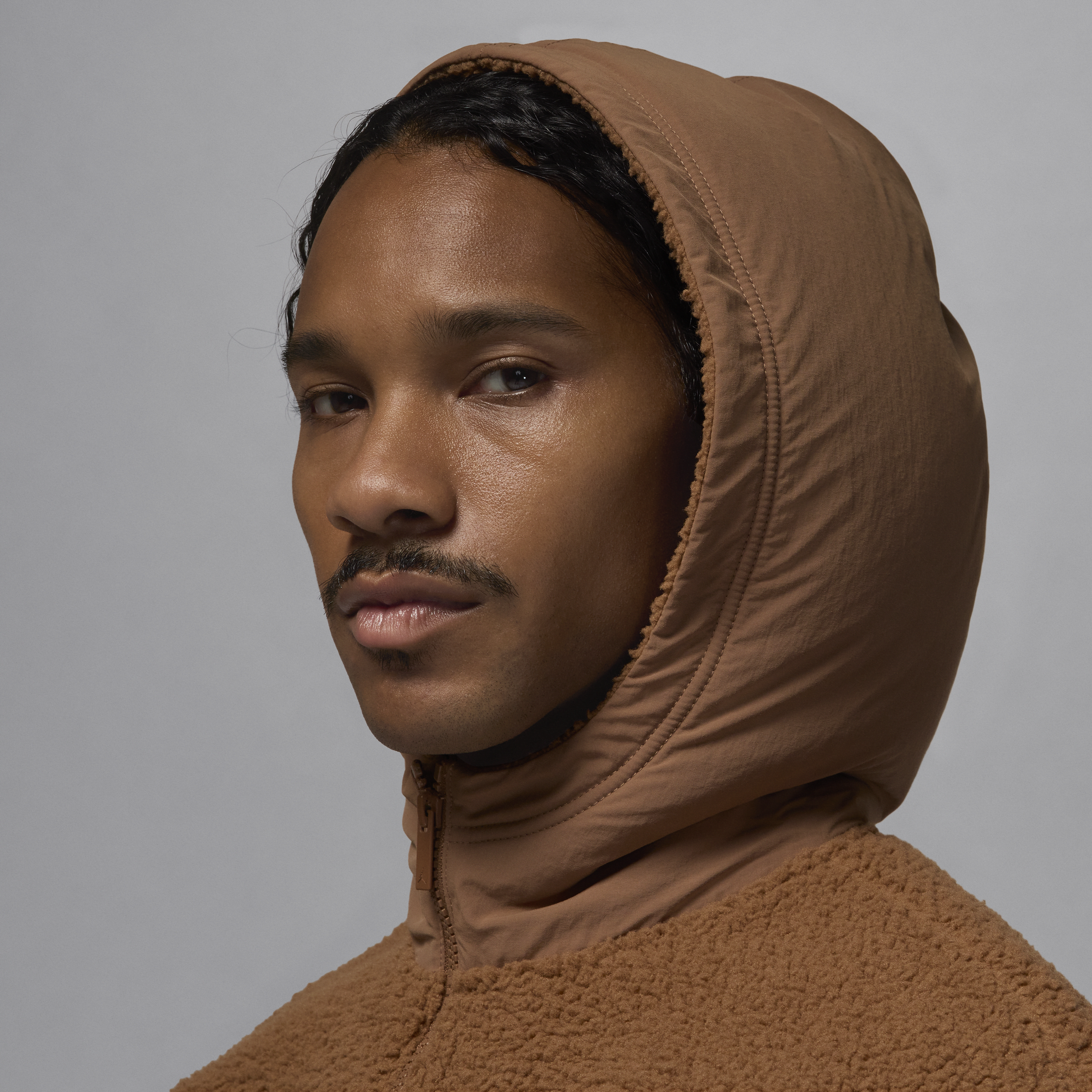 Sweat à capuche en Fleece à poils longs Jordan Flight pour homme - Marron
