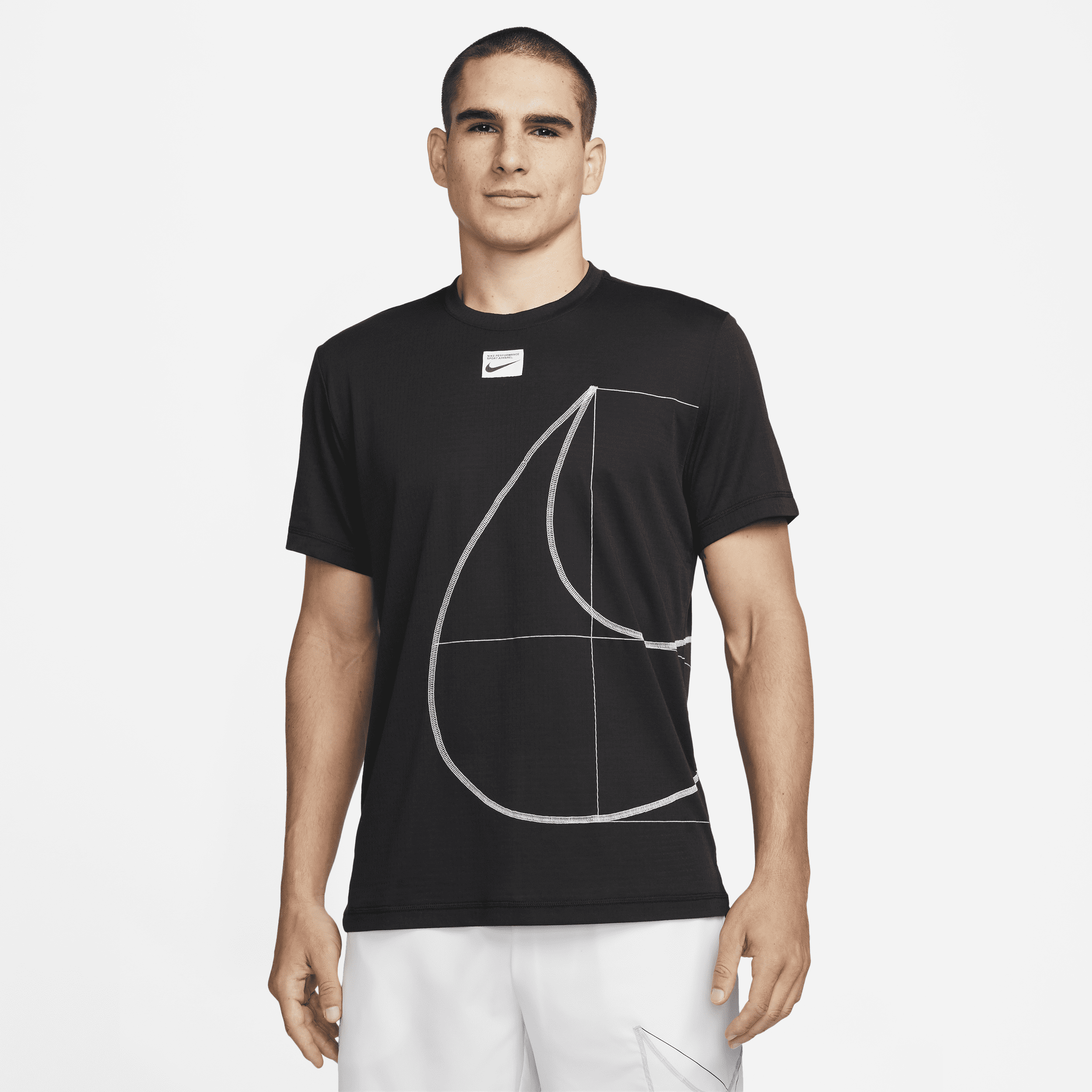 Męska koszulka do fitnessu z krótkim rękawem Nike Dri-FIT Q5 - Czerń