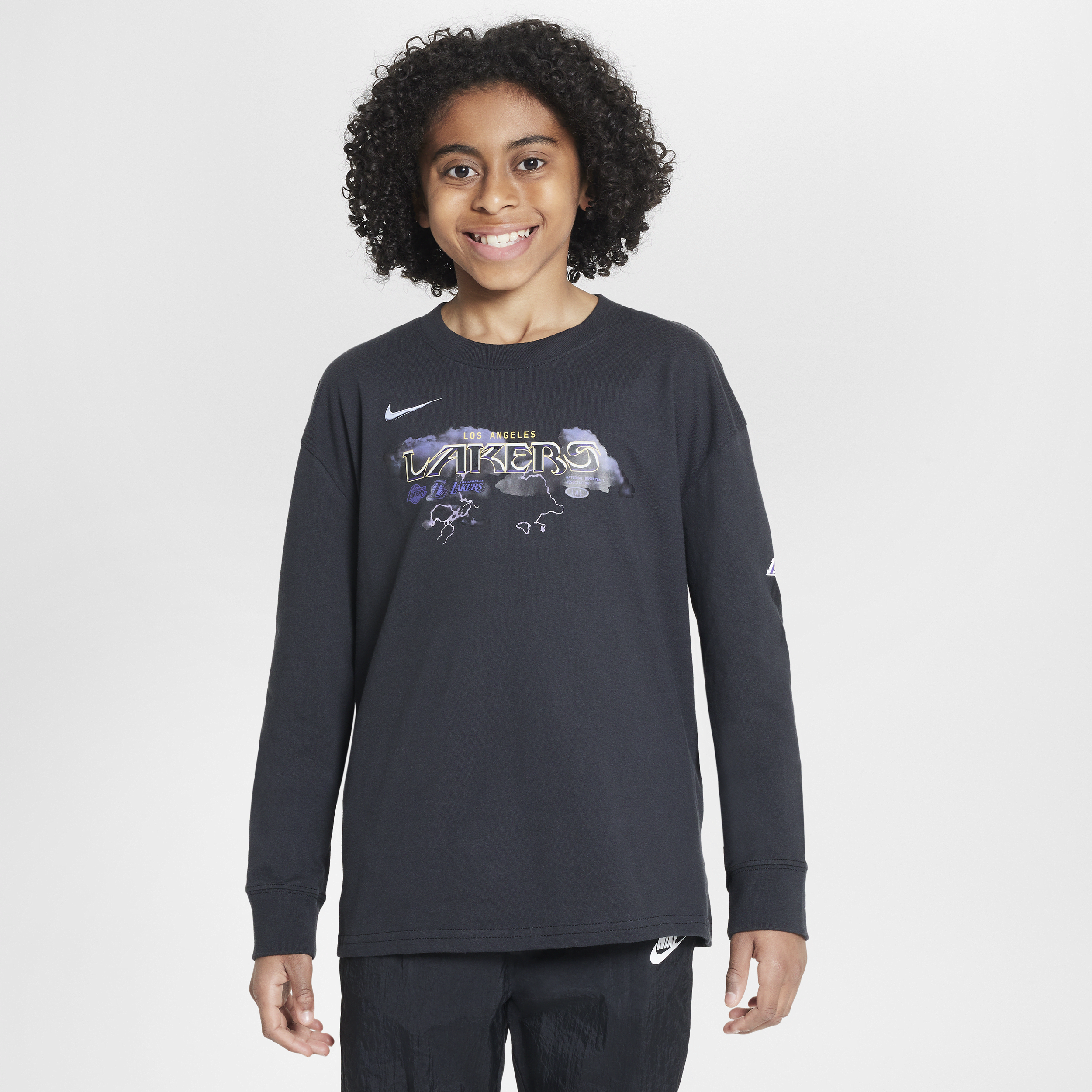 Nike Los Angeles Lakers Essential  NBA Max90 T-shirt met lange mouwen voor jongens - Zwart