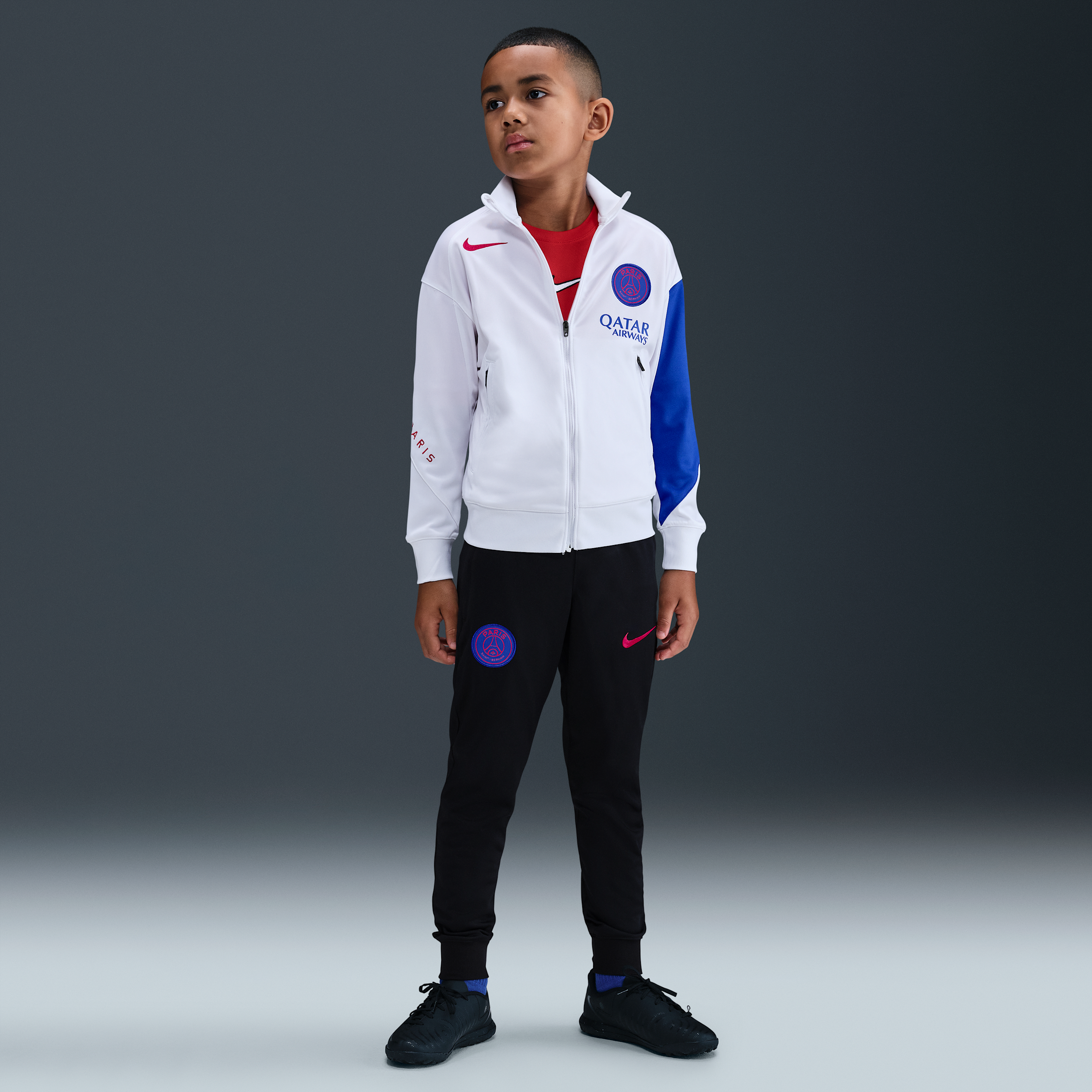 Paris Saint-Germain Strike Third Older Kids Nike Dri-FIT Total 90 Football Knit Tracksuit - White - Polyester