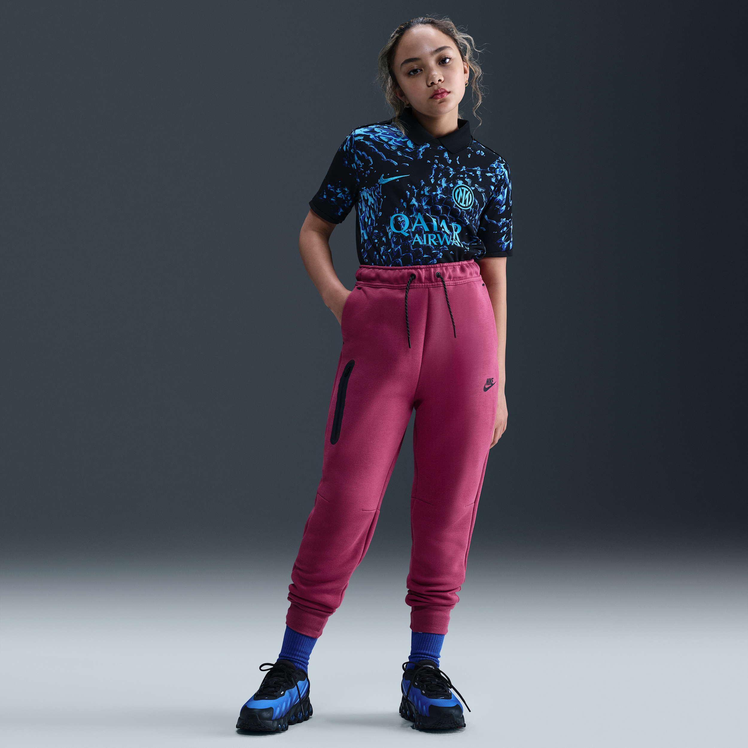 Nike Sportswear Tech Fleece Girls Joggers - Purple - Cotton/Polyester - 50% Sustainable Blends