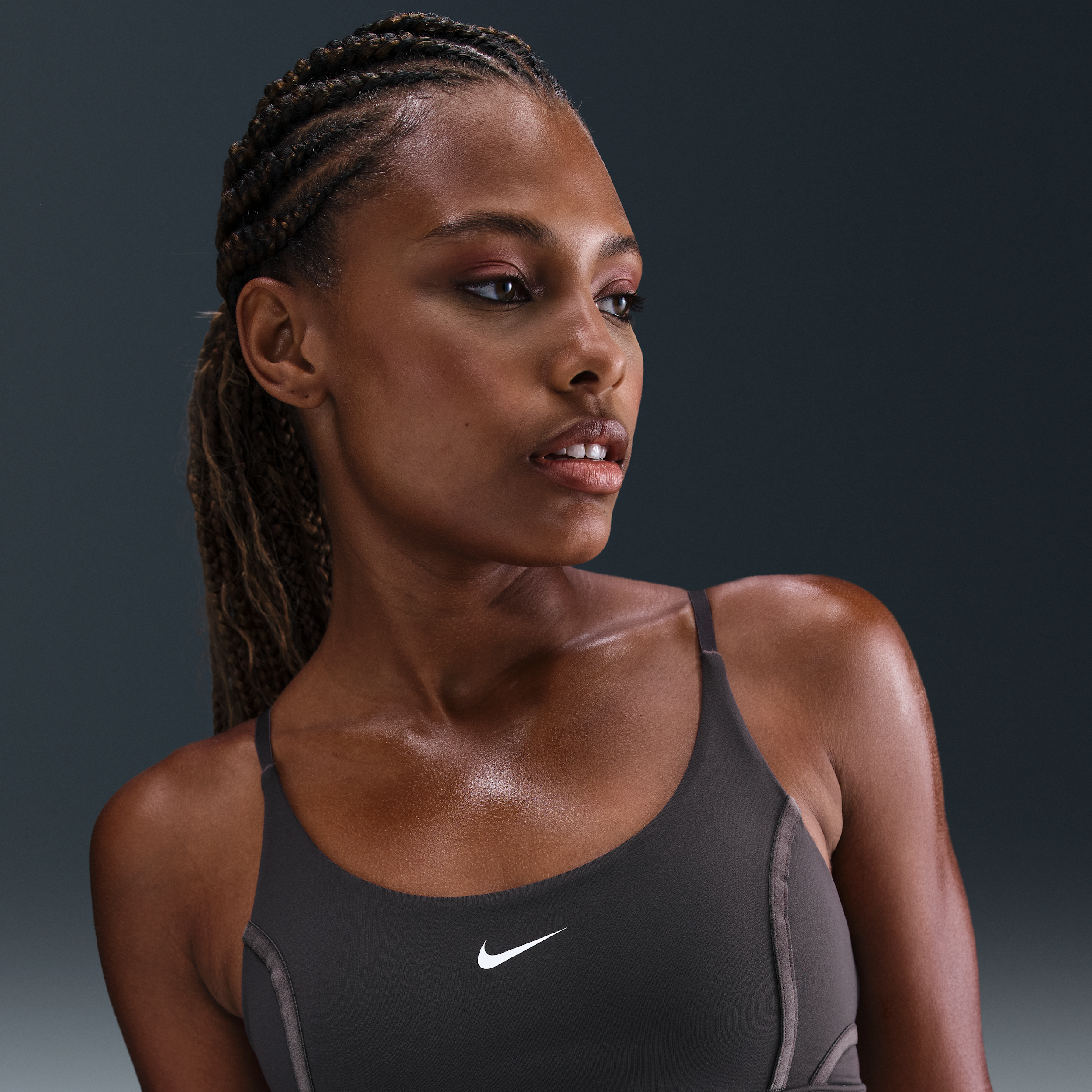 Nike One Womens Light-Support Padded Sports Bra - Grey - Polyester