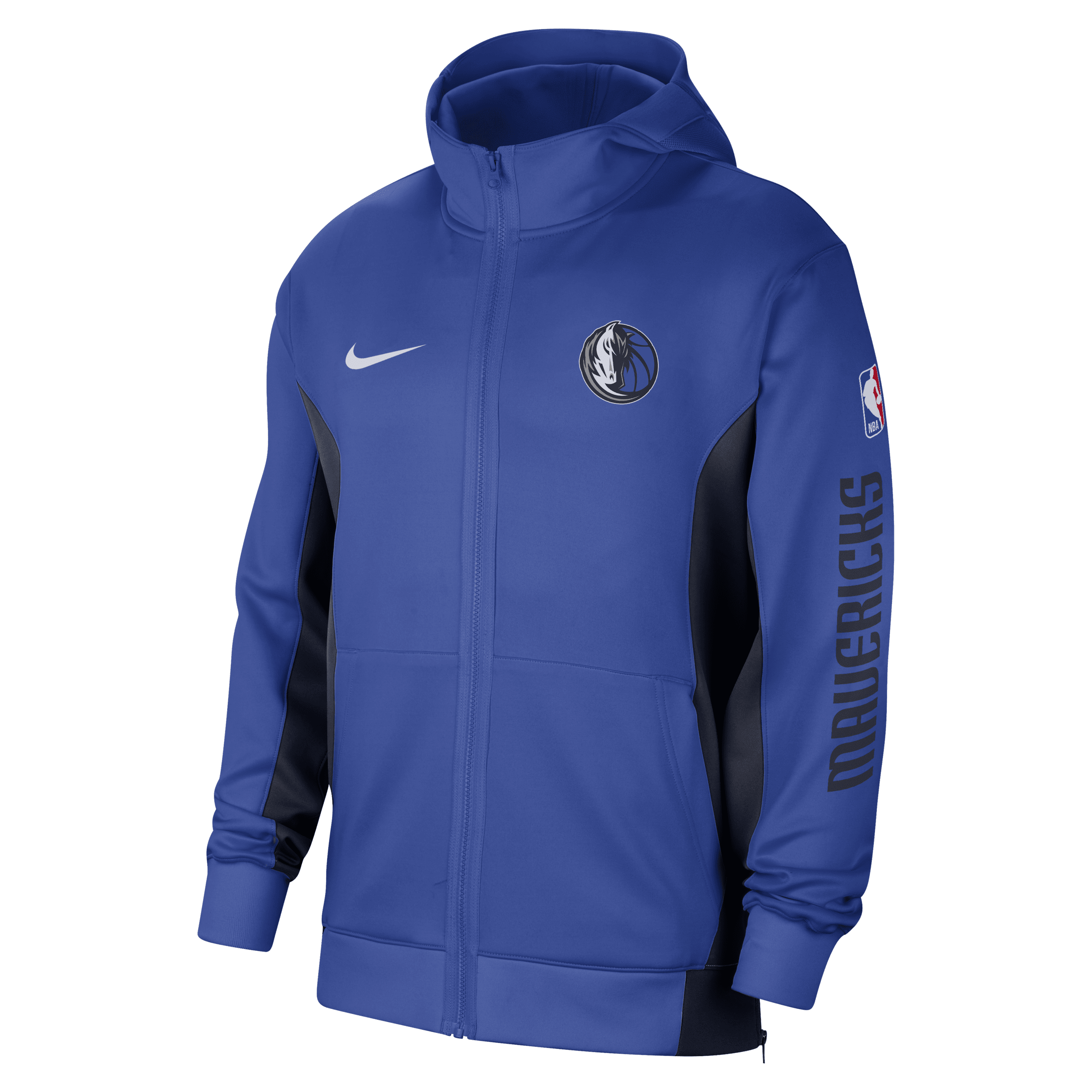 Nike Dallas Mavericks Showtime NBA-hoodie met rits en Dri-FIT voor heren Blauw