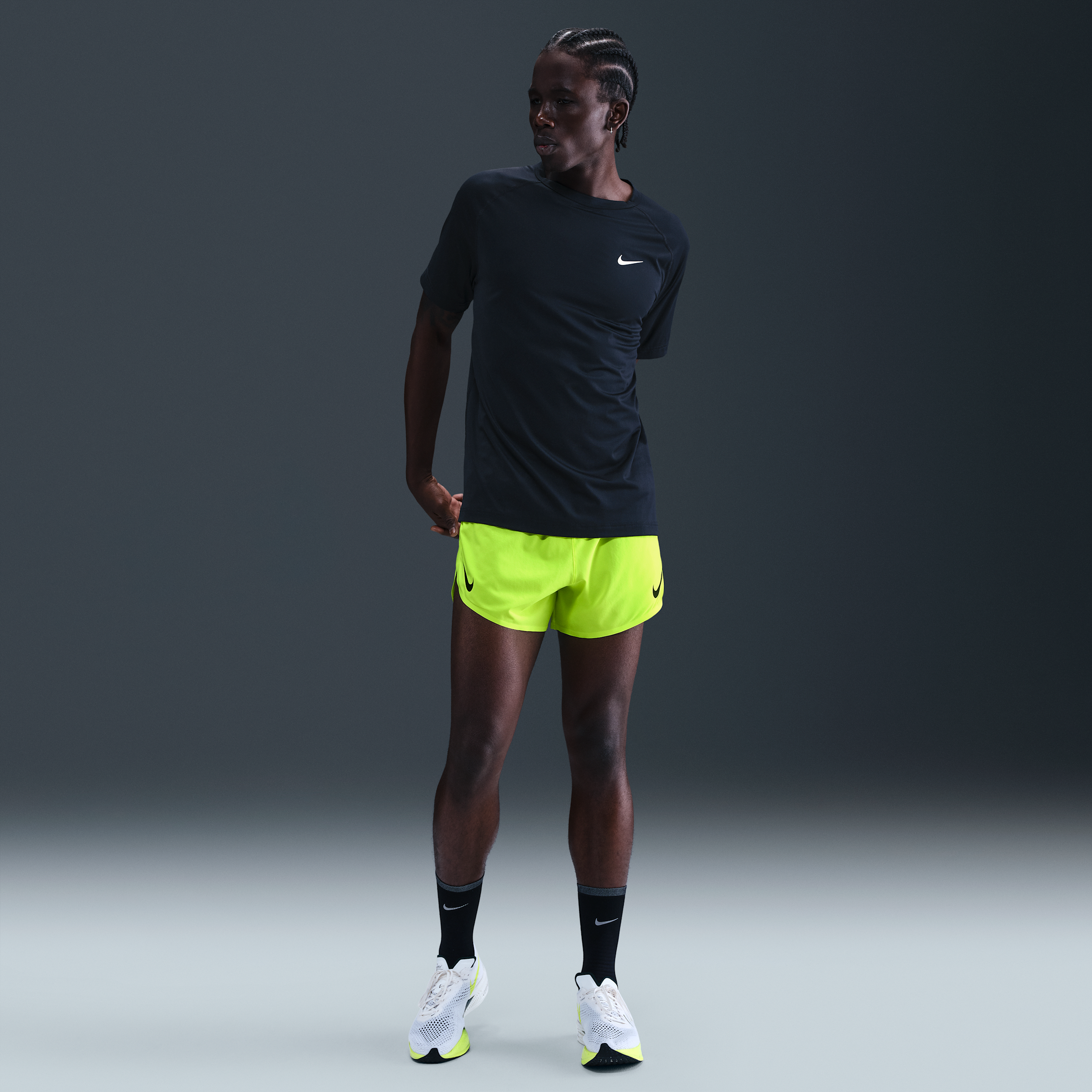 Nike AeroSwift Men's Dri-FIT ADV 10cm (approx.) Brief-Lined Running Shorts - Yellow - Polyester/Elastane